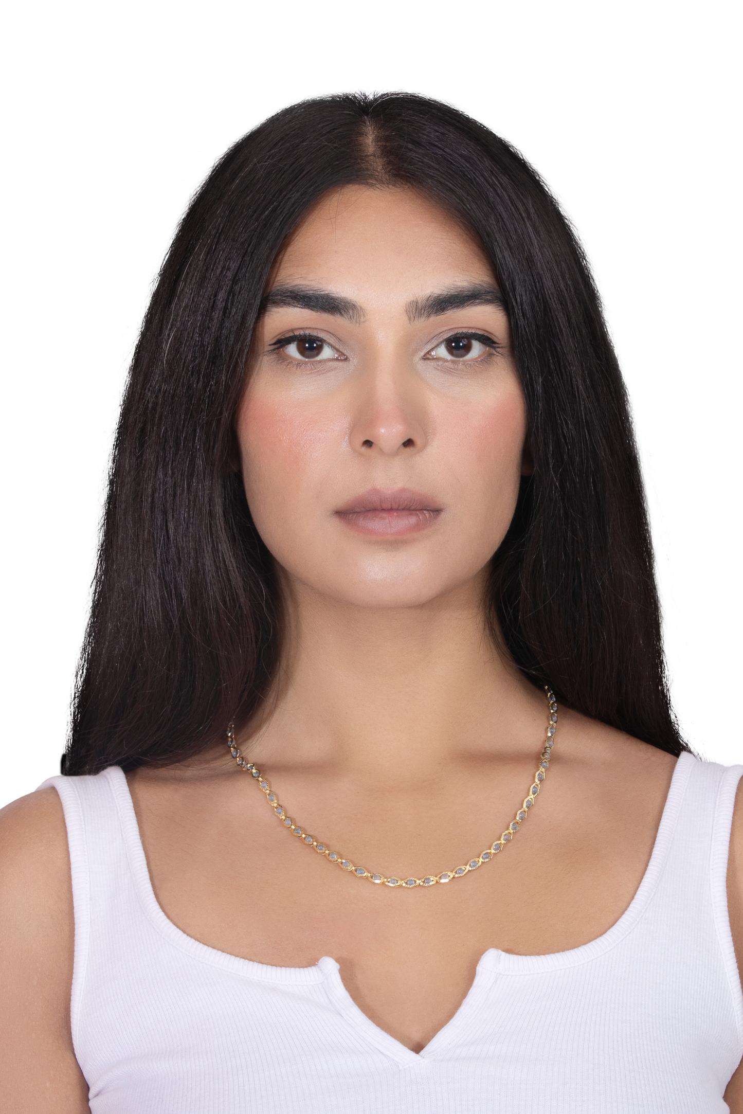 Nilah Blue & Gold Beaded Necklace