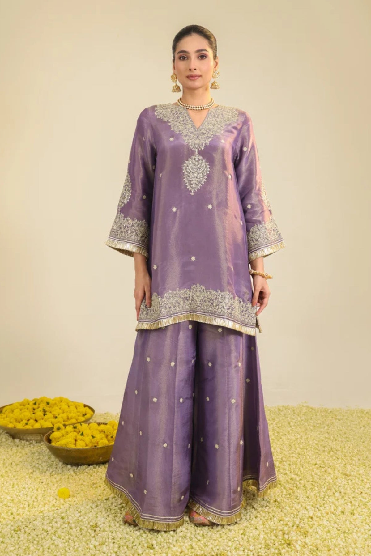 Purple Shimmer Begum Kurta Set