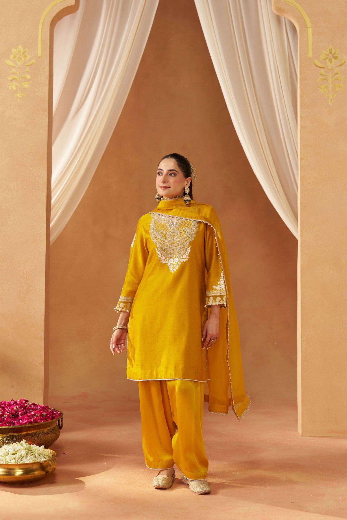 Ashira - Mustard Short Kurta With Salwar