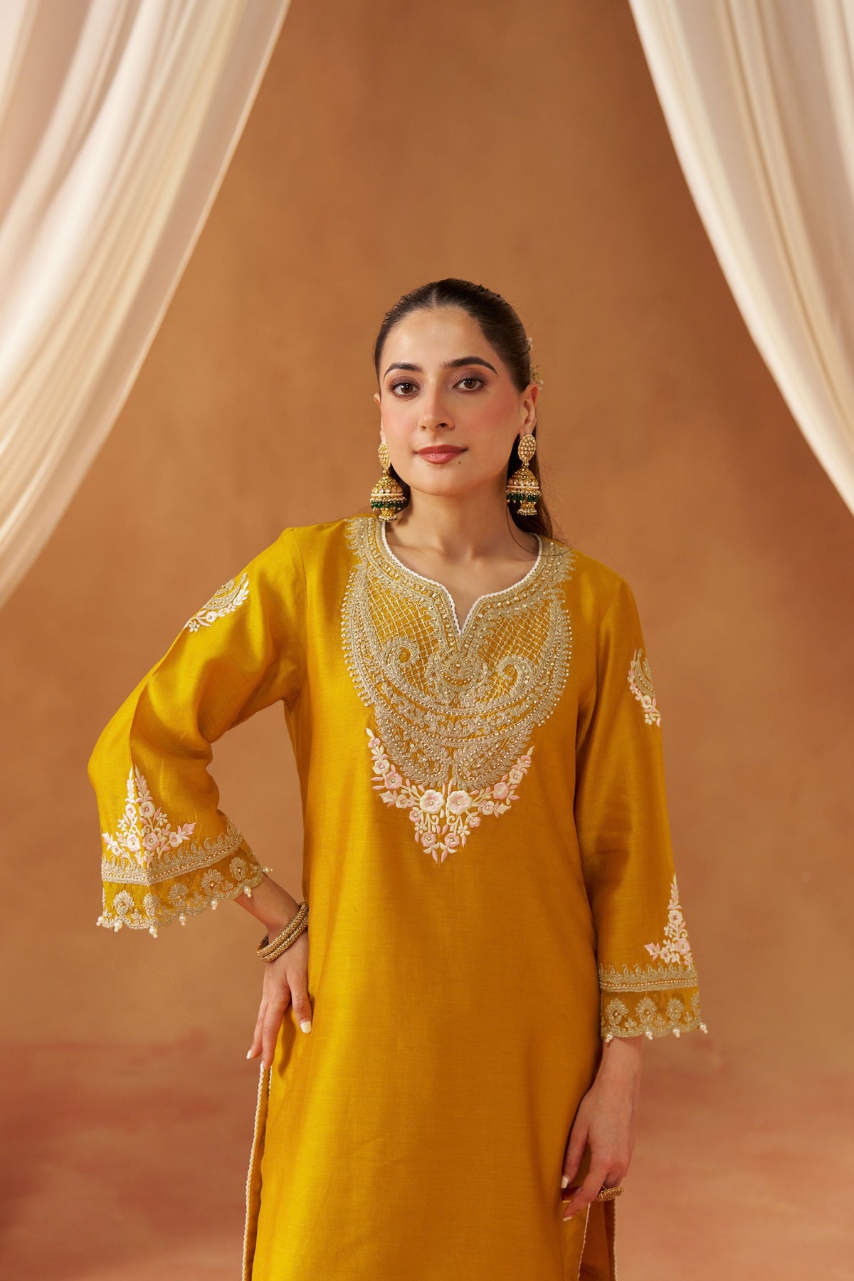 Ashira - Mustard Short Kurta With Salwar