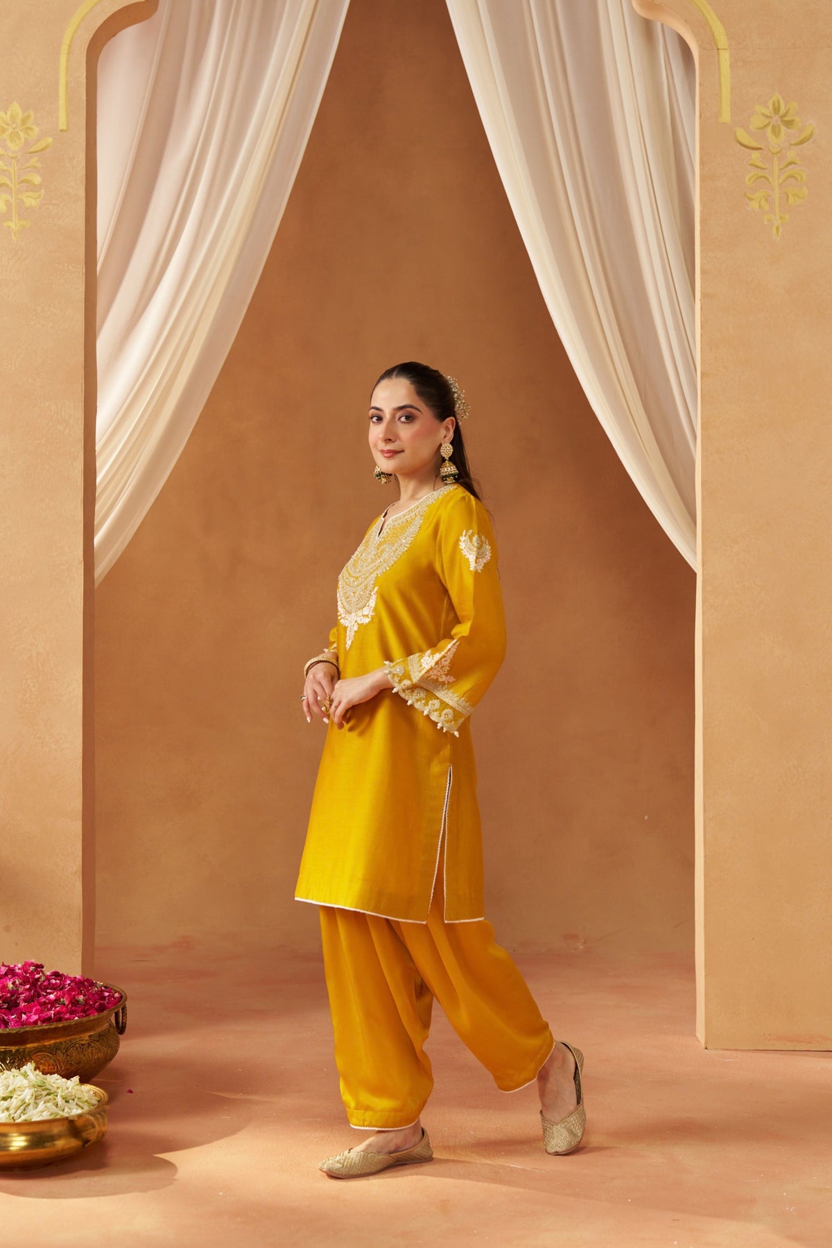 Ashira - Mustard Short Kurta With Salwar