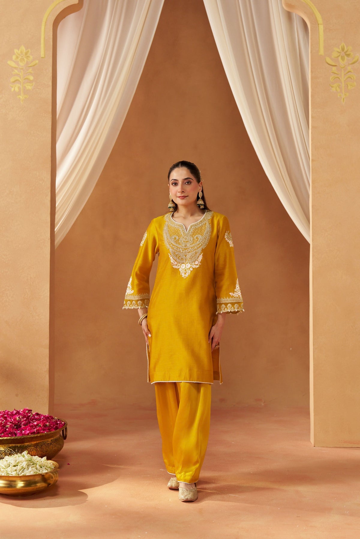 Ashira - Mustard Short Kurta With Salwar