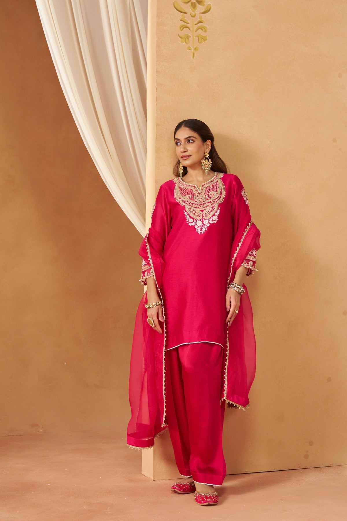 Ashira - Rani Hotpink Short Kurta With Salwar