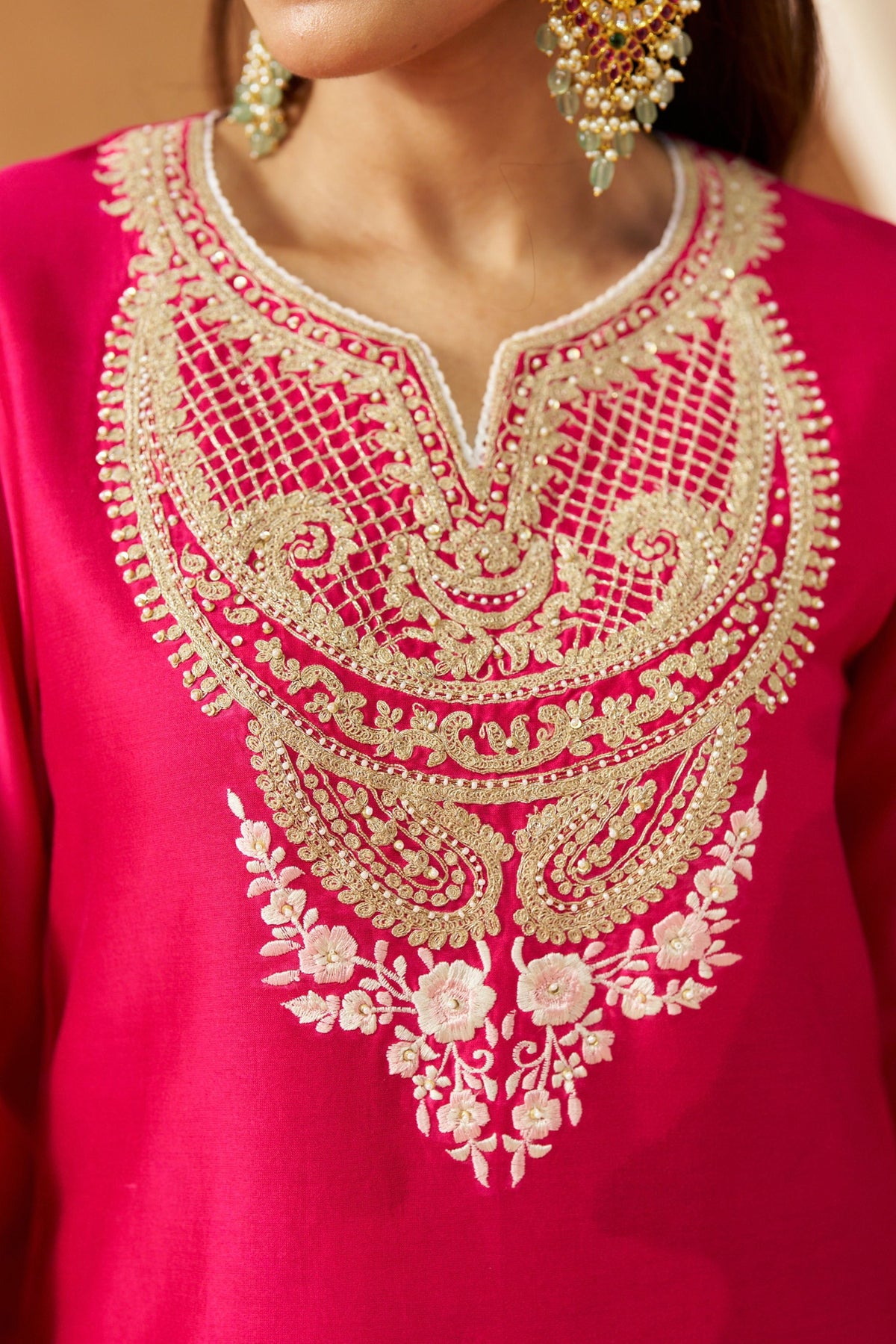 Ashira - Rani Hotpink Short Kurta With Salwar