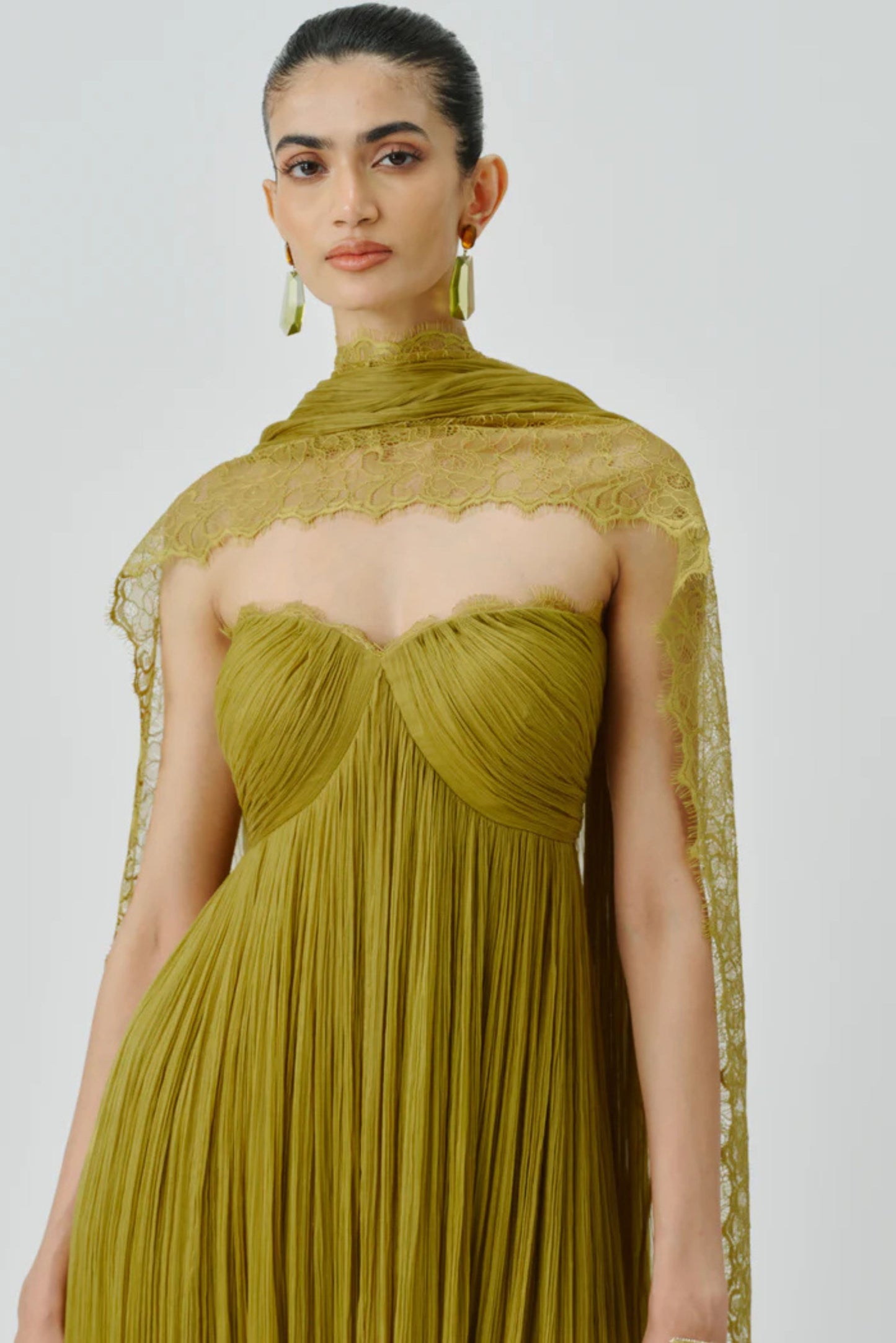 Chartreuse Ruched Dress