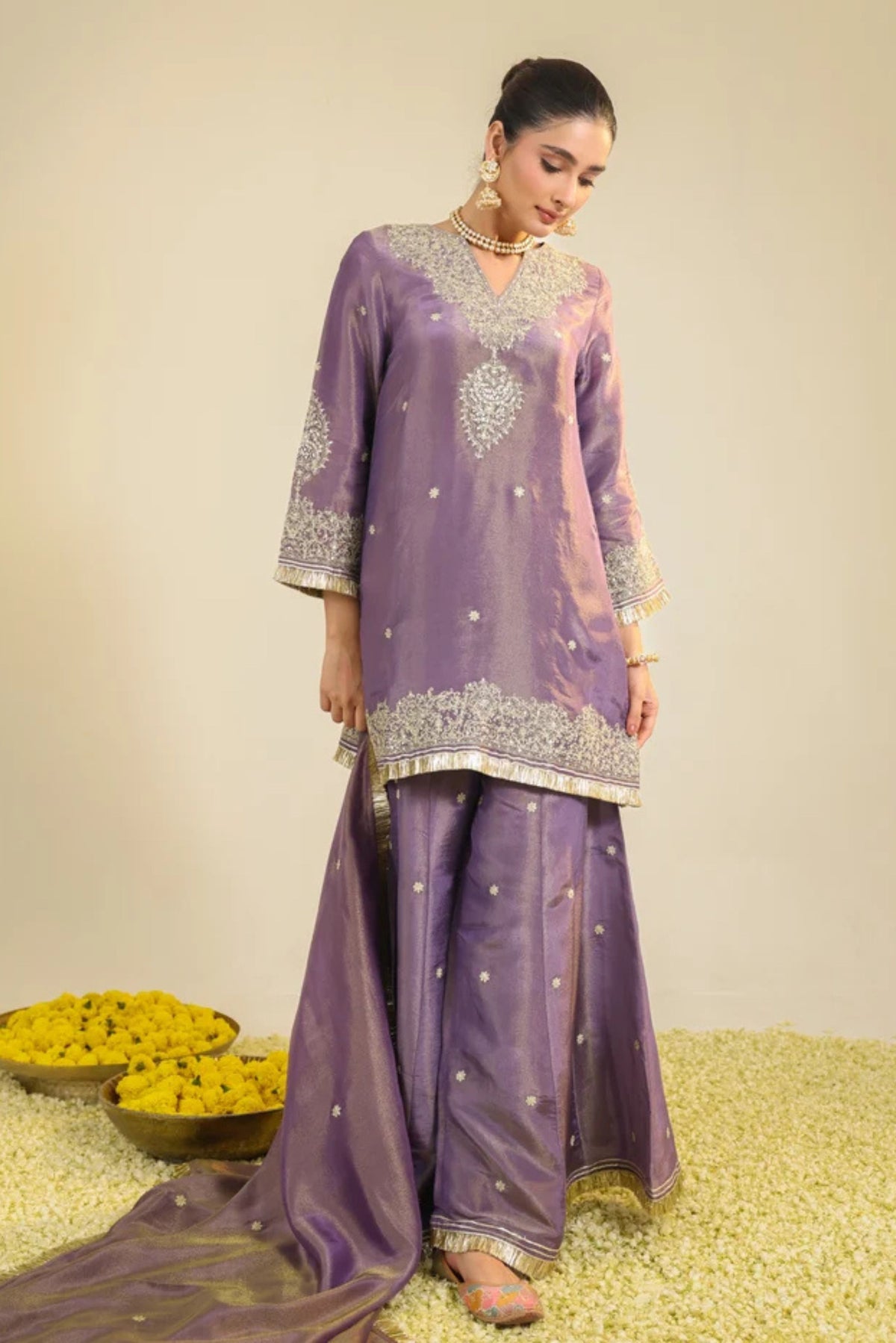Purple Shimmer Begum Kurta Set