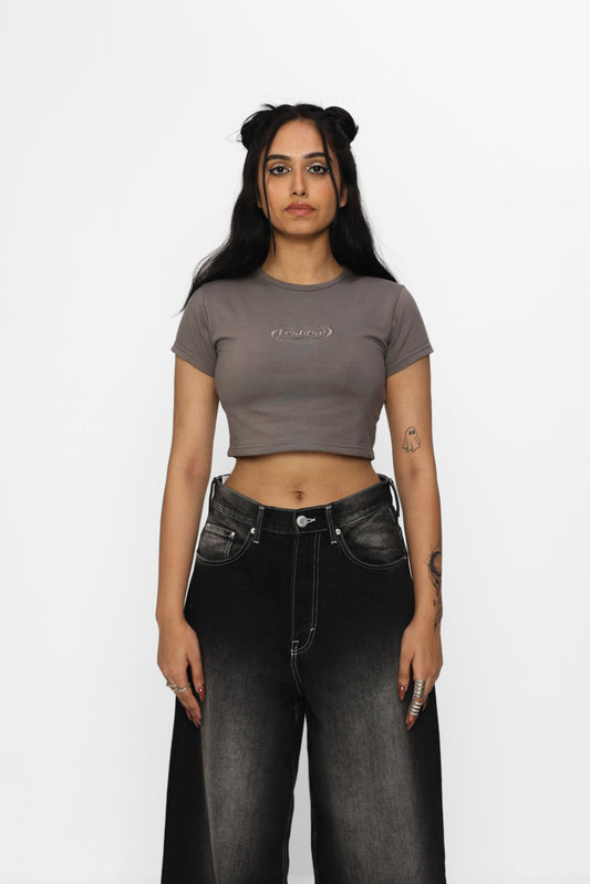 ECSTASY WOMEN BABY TEE (CHARCOAL GREY)