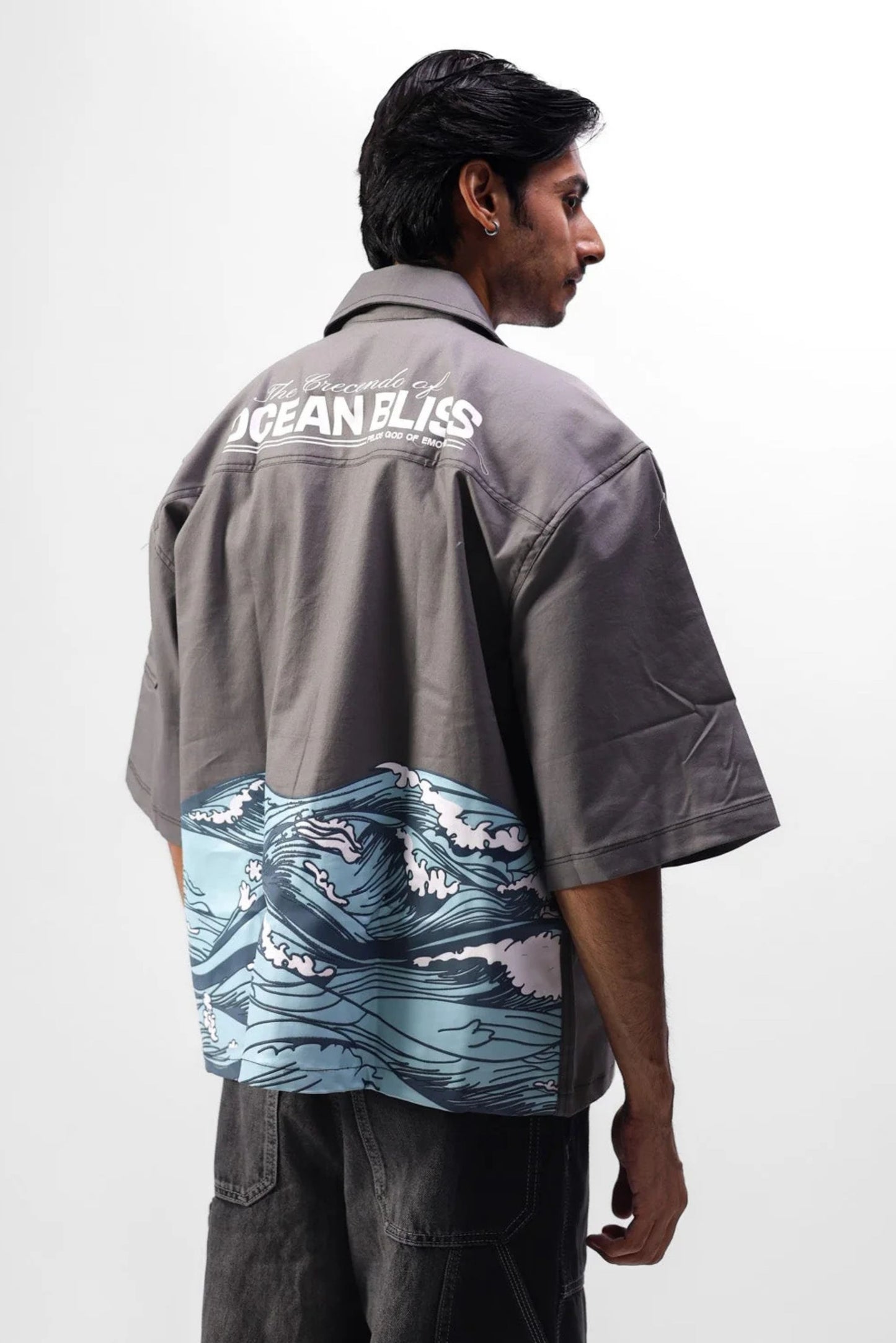 OCEAN BLISS CROPPED BOWLING SHIRT