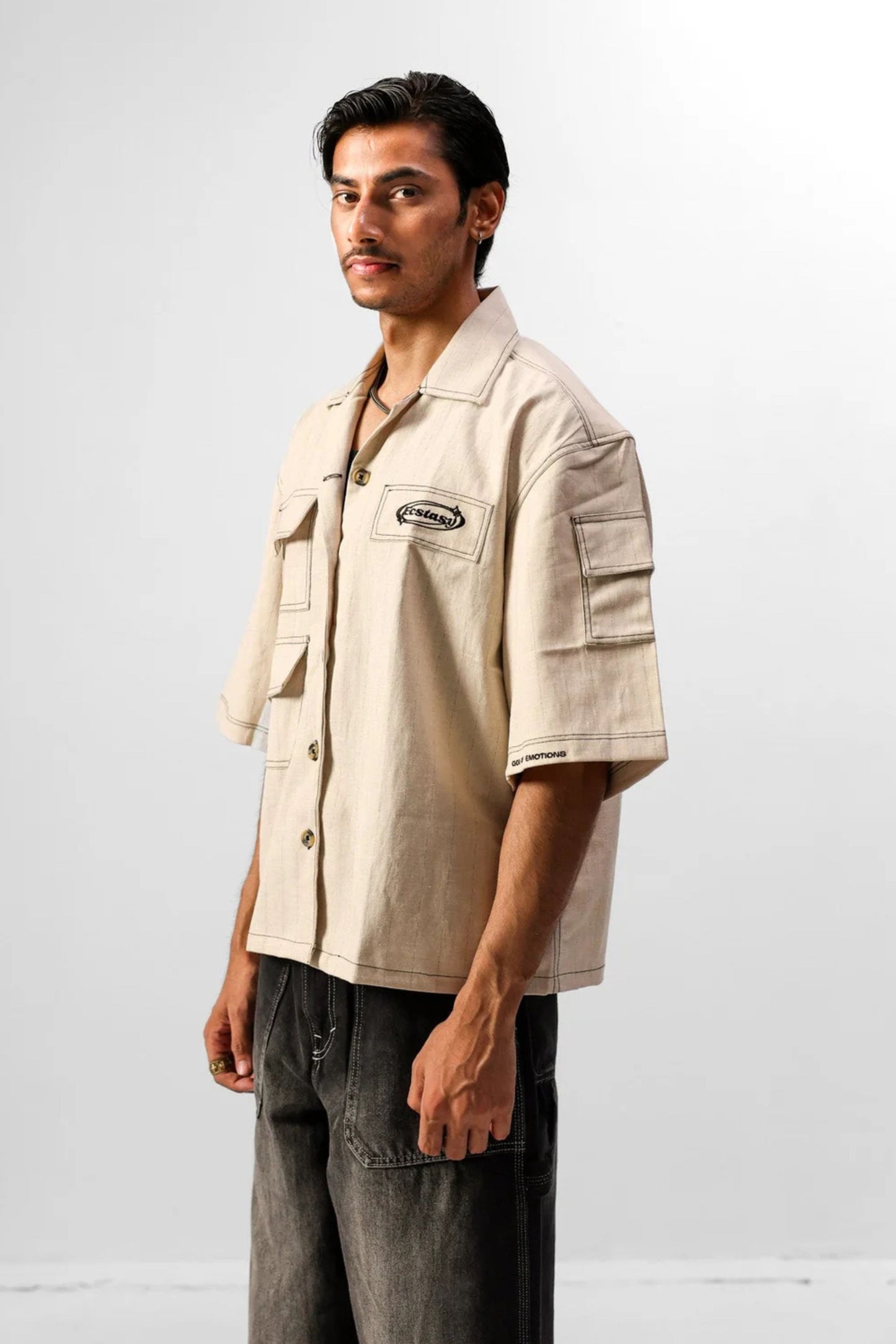 MOMENTOS CROPPED BOWLING SHIRT