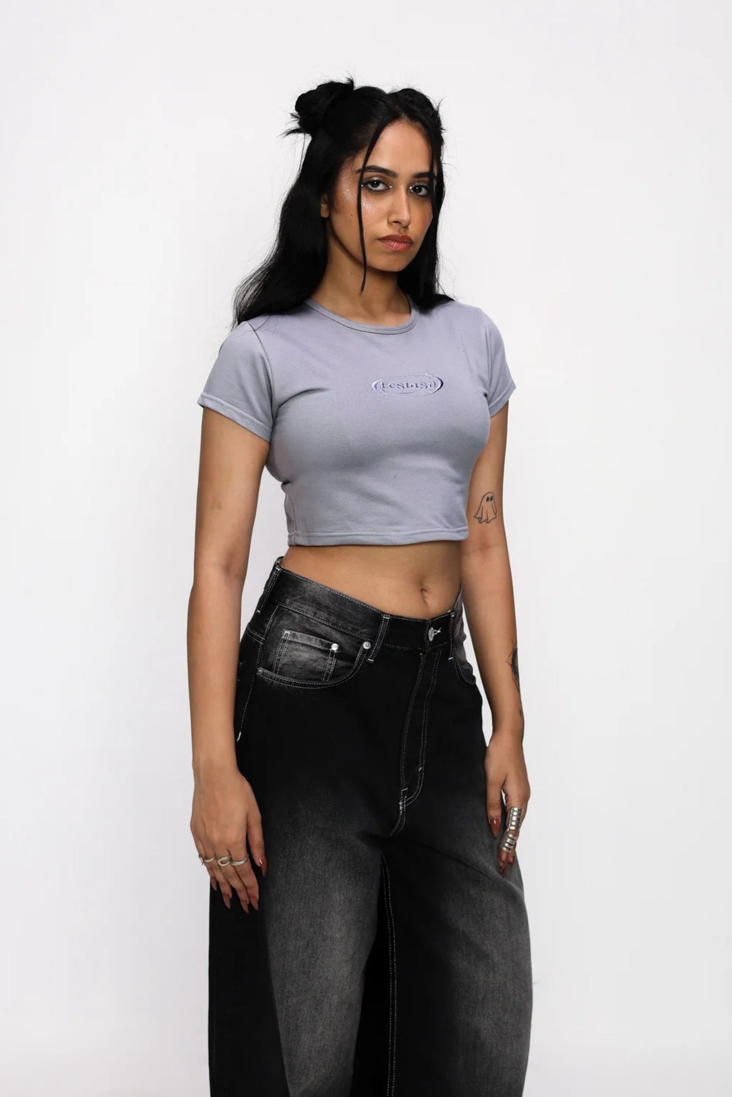 ECSTASY WOMEN BABY TEE (COOL GREY)