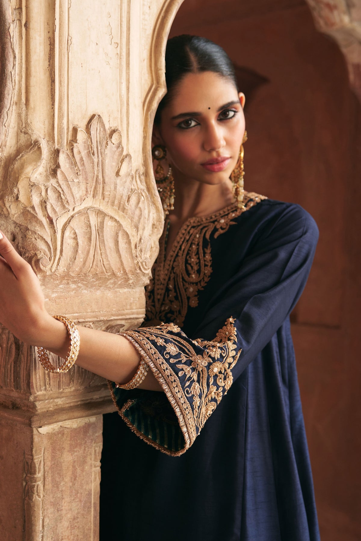 Marwa - Deep Blue Short Chauga With Salwar