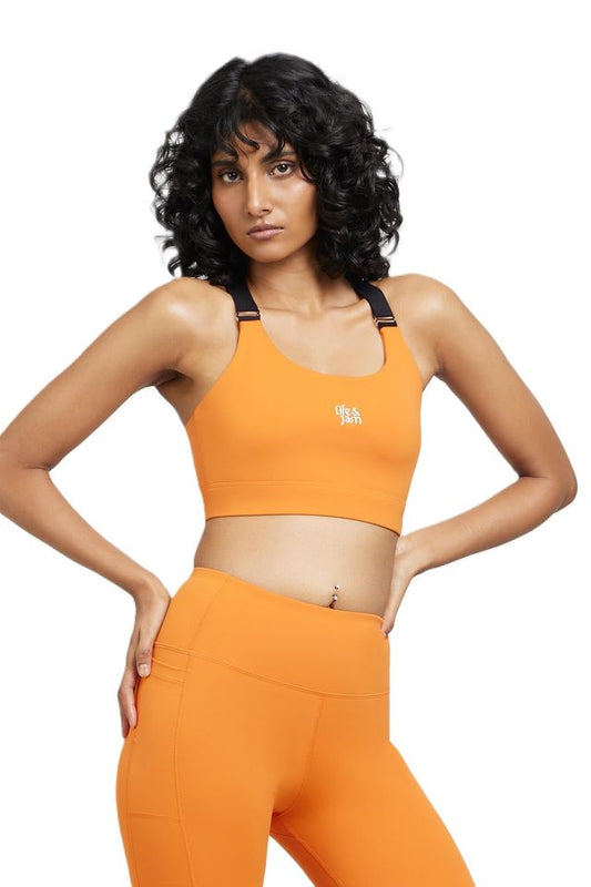 Performance Adjustable Straps Sports Bra - Trailblazer Orange