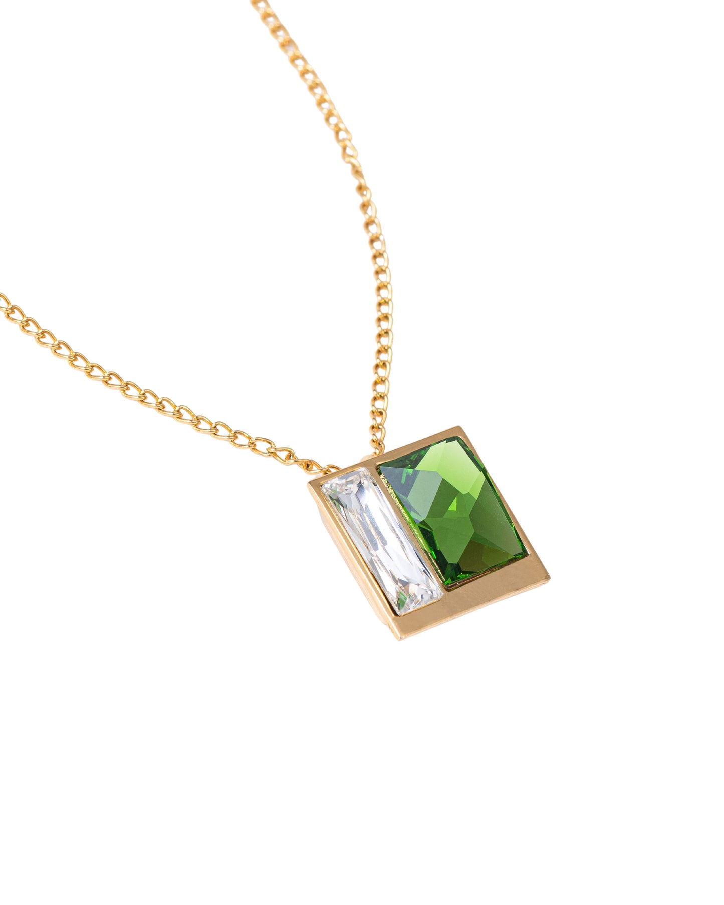 FUSION CRYSTAL NECKLACE - FERN & WHITE