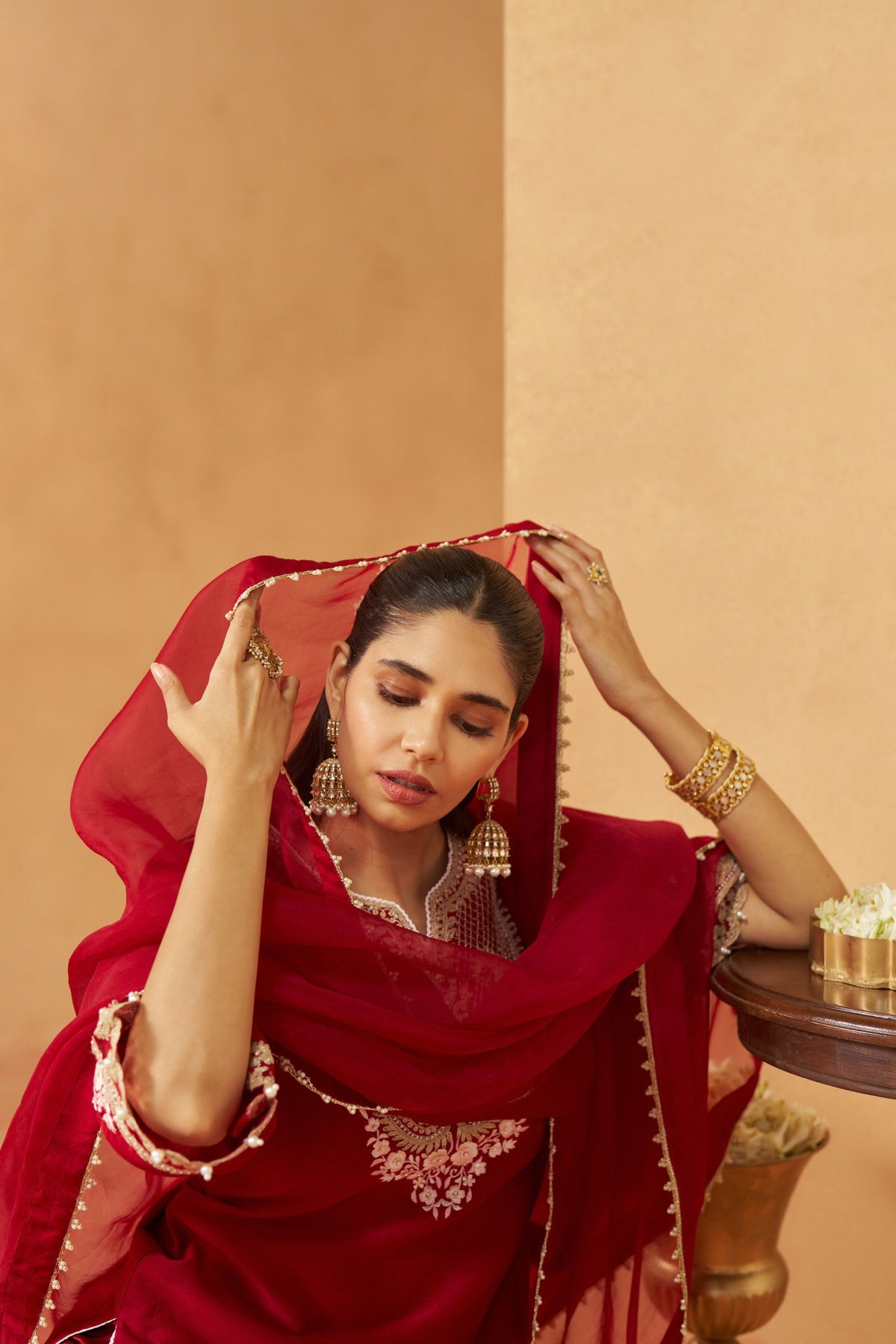 Ashira - Deep Red Short Kurta With Salwar