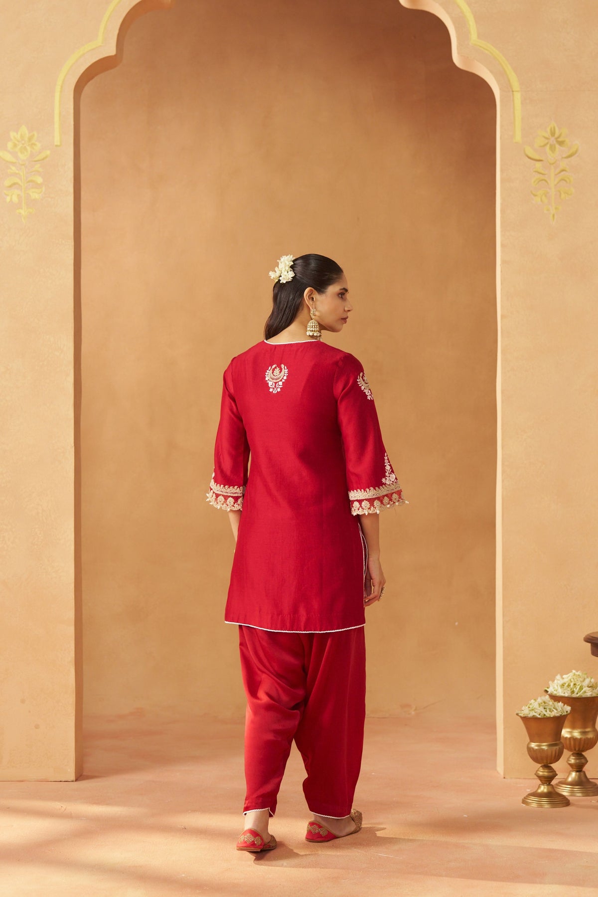 Ashira - Deep Red Short Kurta With Salwar