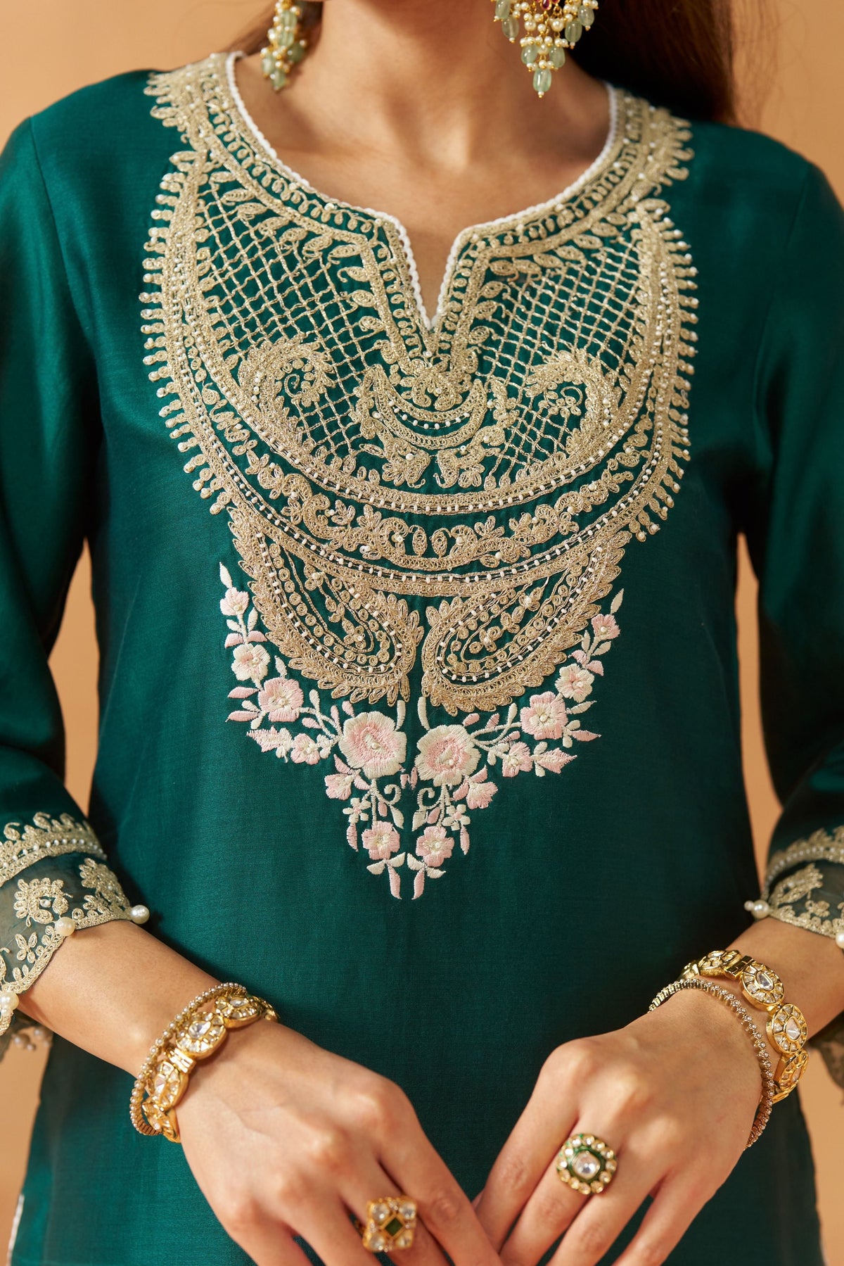 Ashira - Emerald Green Short Kurta With Salwar
