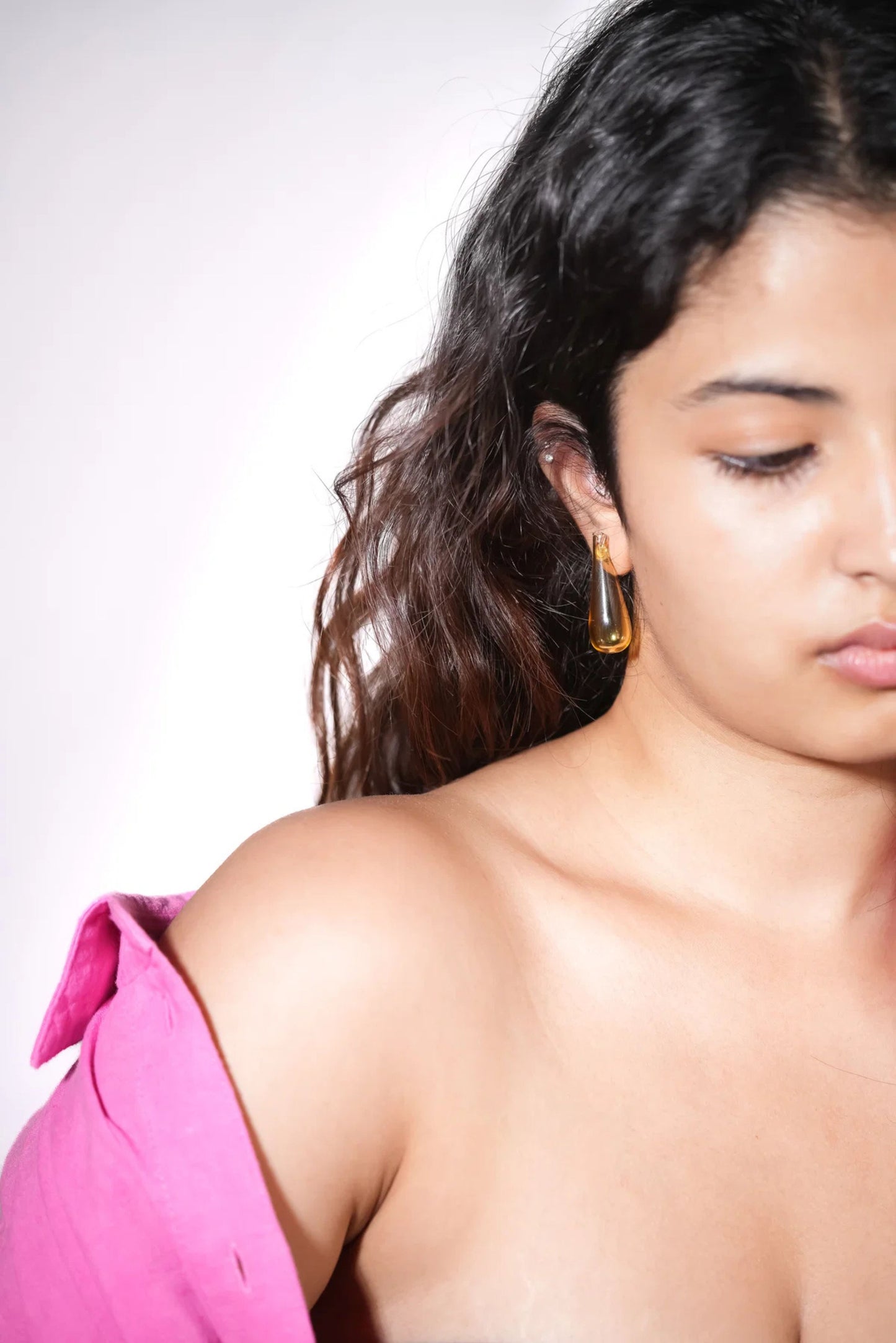 Tear Drop Studs in Yellow