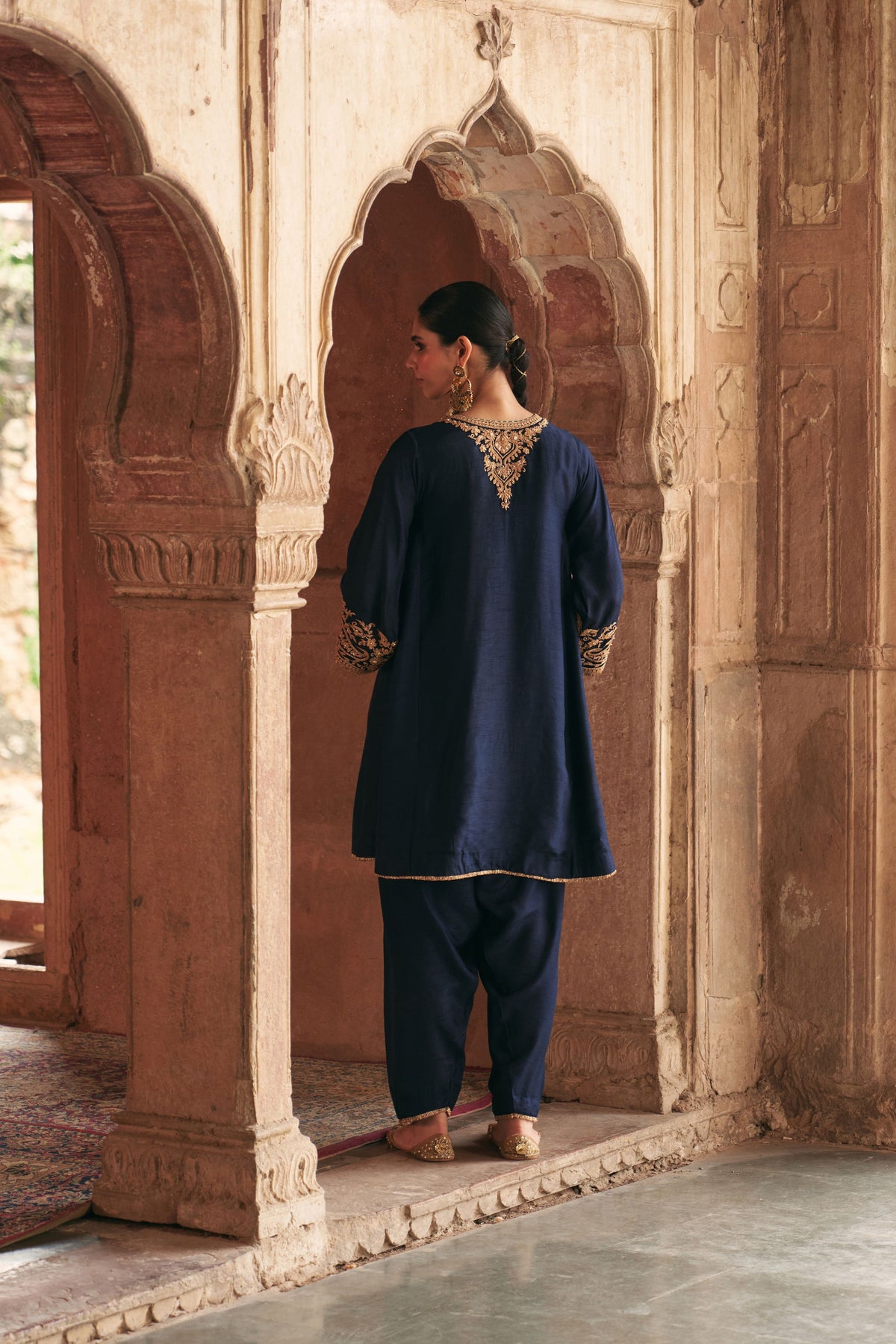 Marwa - Deep Blue Short Chauga With Salwar