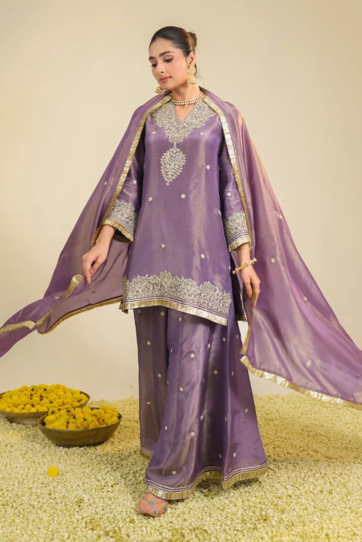 Purple Shimmer Begum Kurta Set