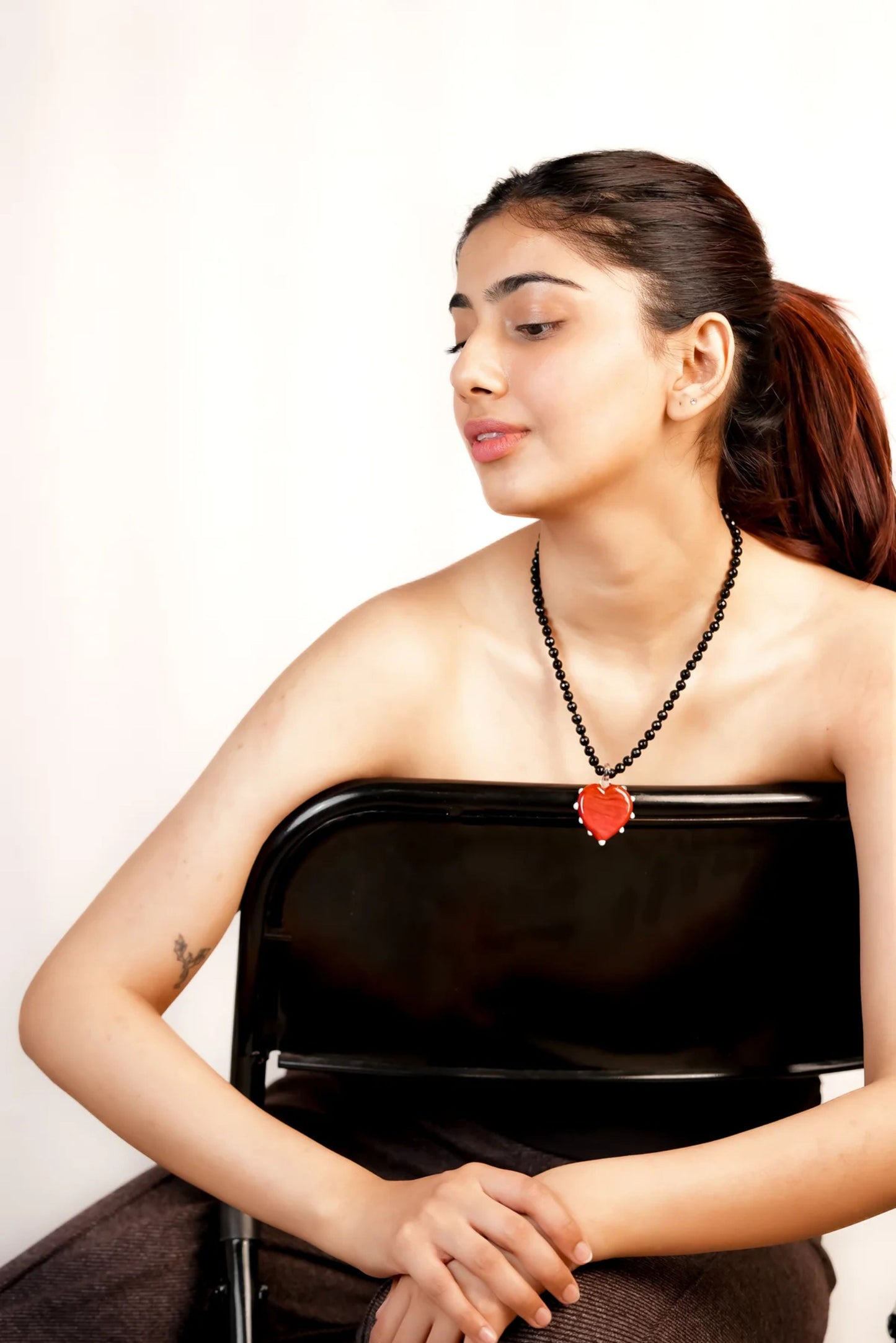 Red Heart and Black Jade Necklace (Pre-Order)