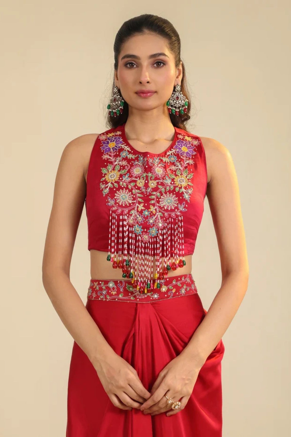 Red Gulbabo Dhoti Set