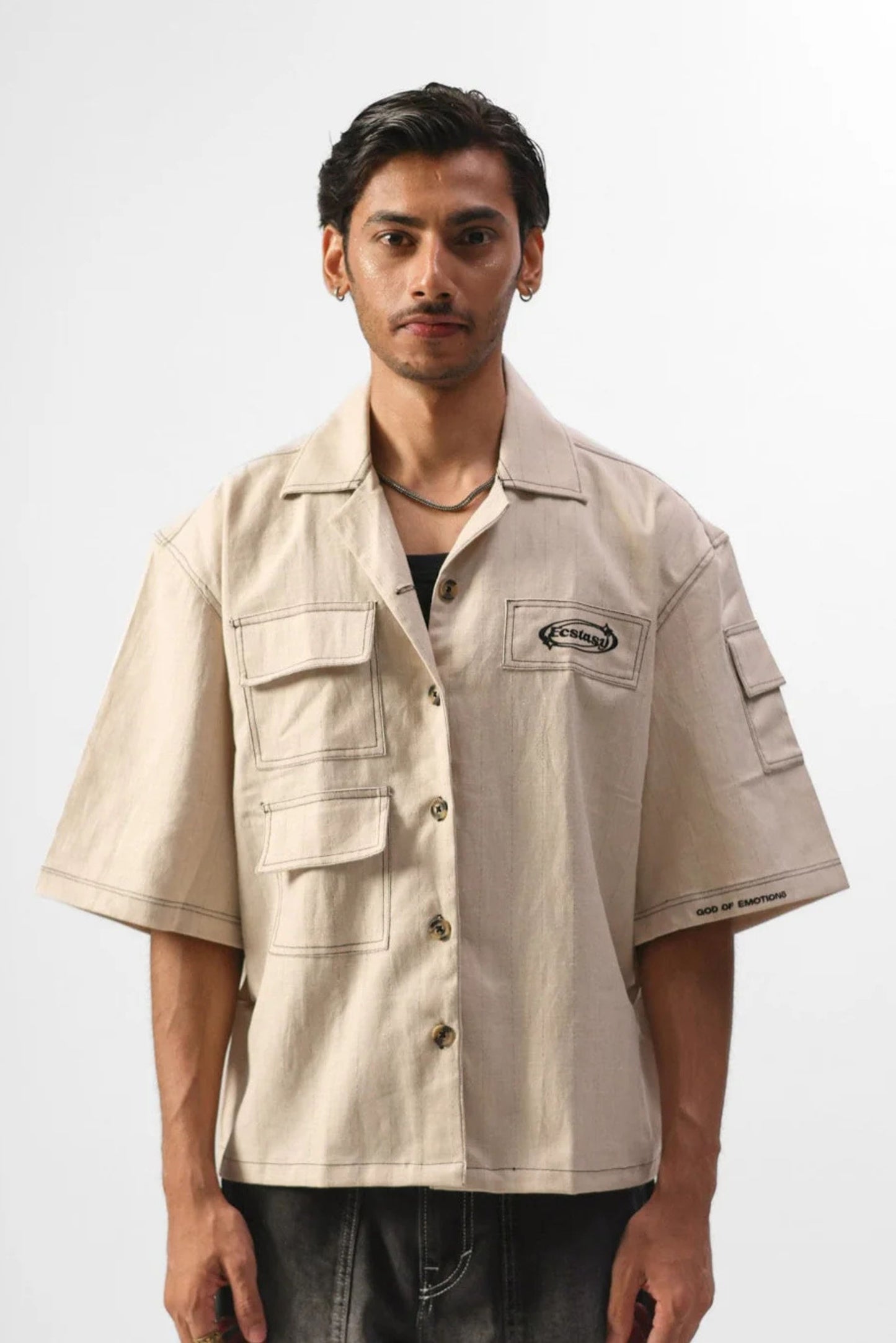 MOMENTOS CROPPED BOWLING SHIRT