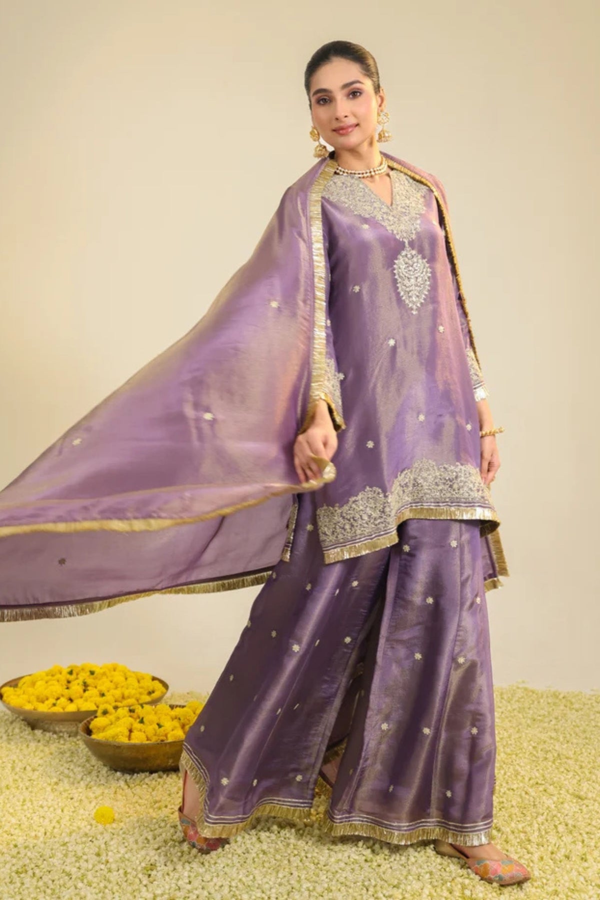 Purple Shimmer Begum Kurta Set