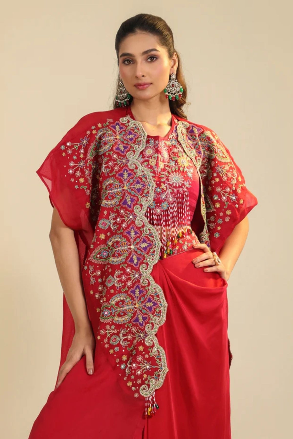 Red Gulbabo Dhoti Set