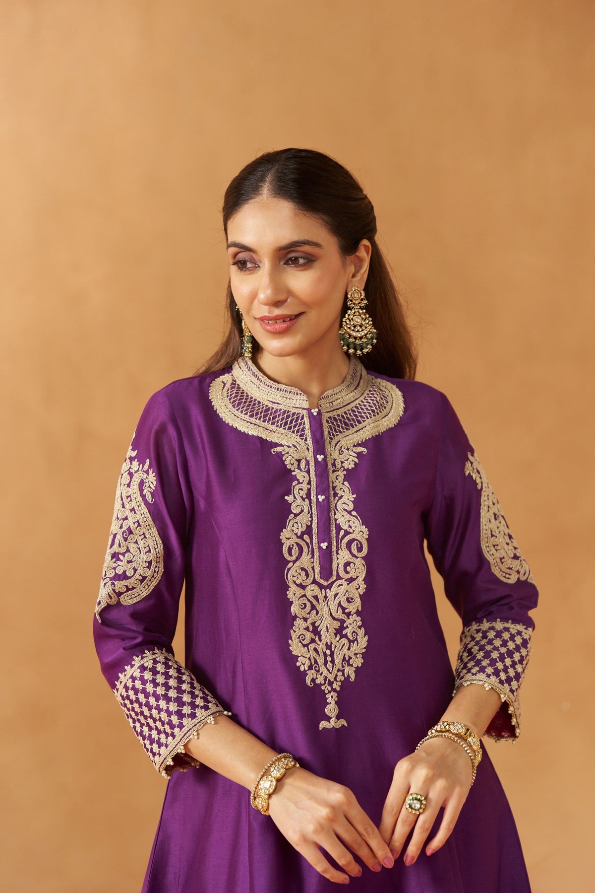 Rabhya- Deep Purple Tilla Embroidered Kurta Set