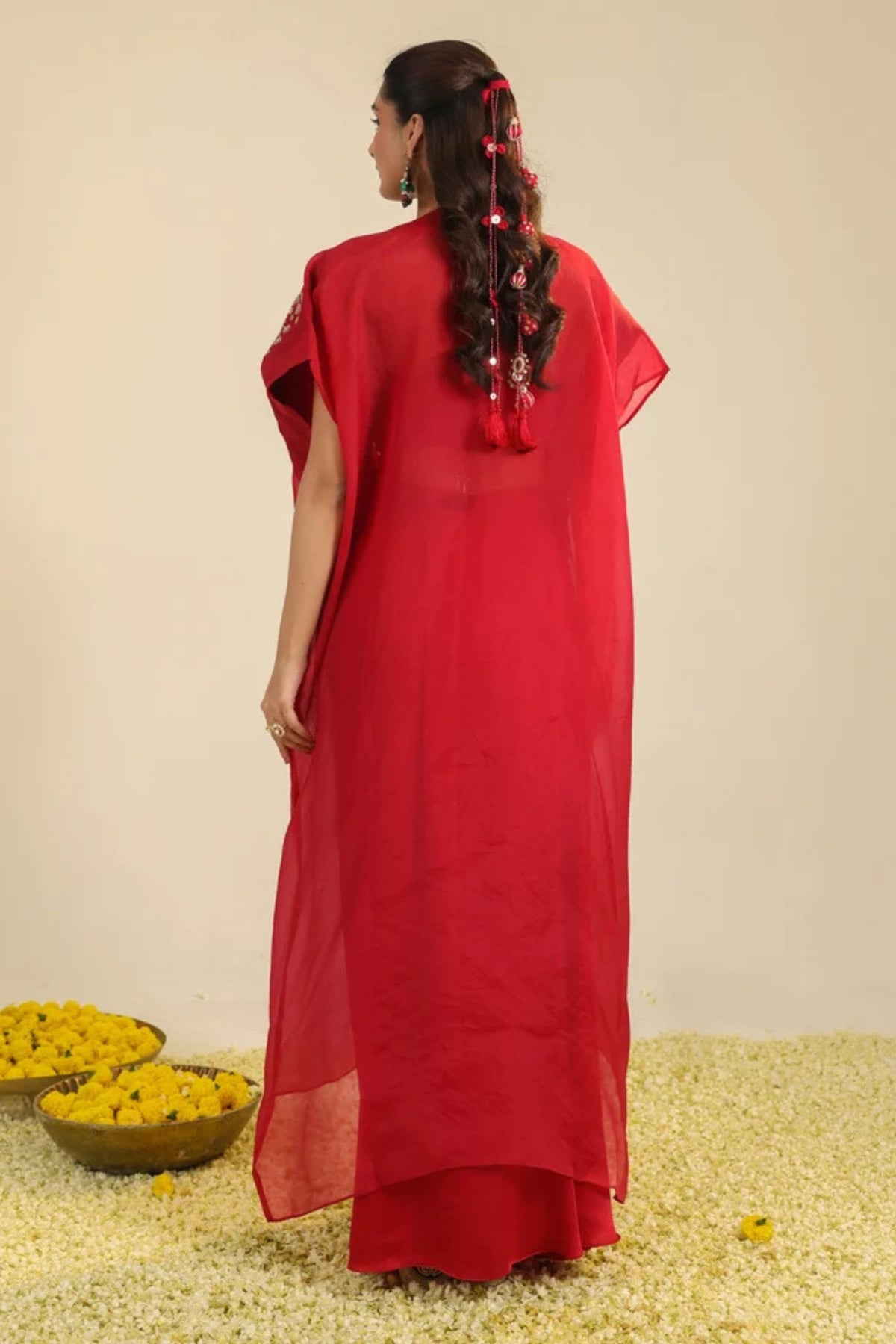 Red Gulbabo Dhoti Set