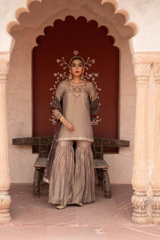 Shahbano Hand-Embroidered Gharara Set