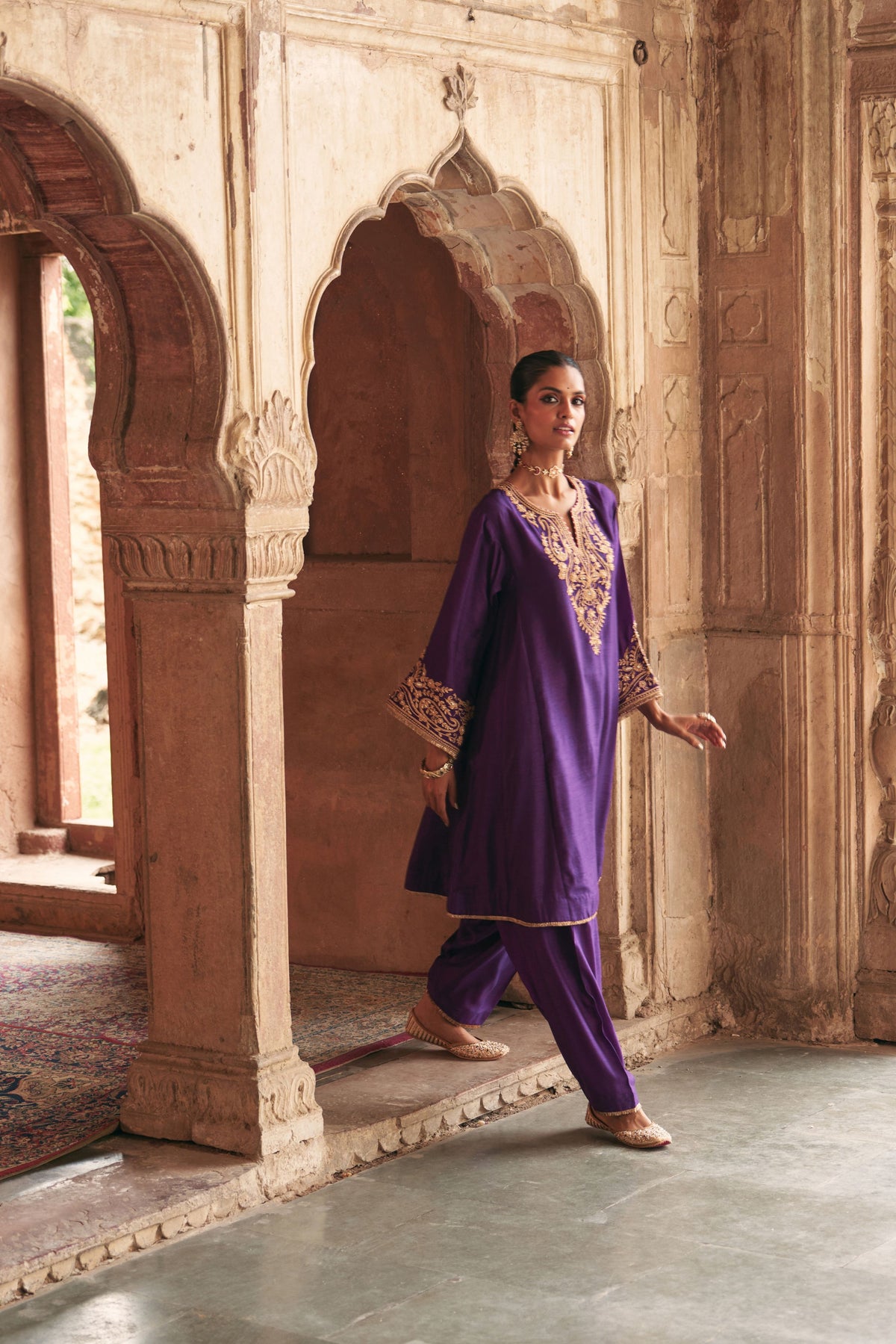 Marwa - Deep Purple Short Chauga With Salwar