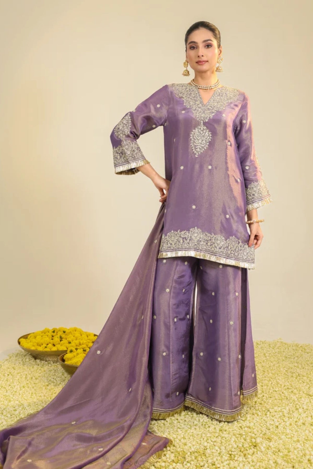Purple Shimmer Begum Kurta Set
