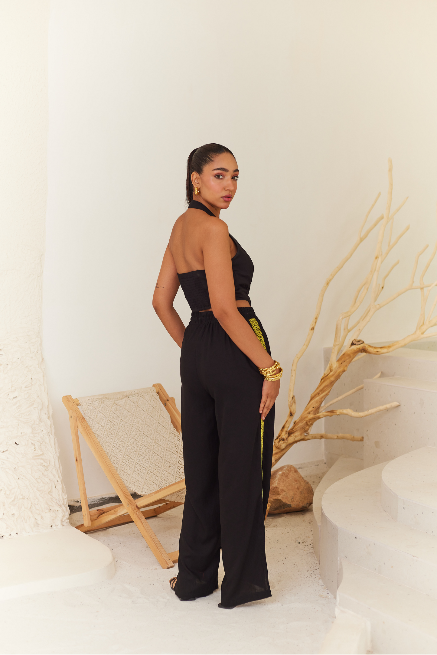 Black Linen Vest & Pants Set