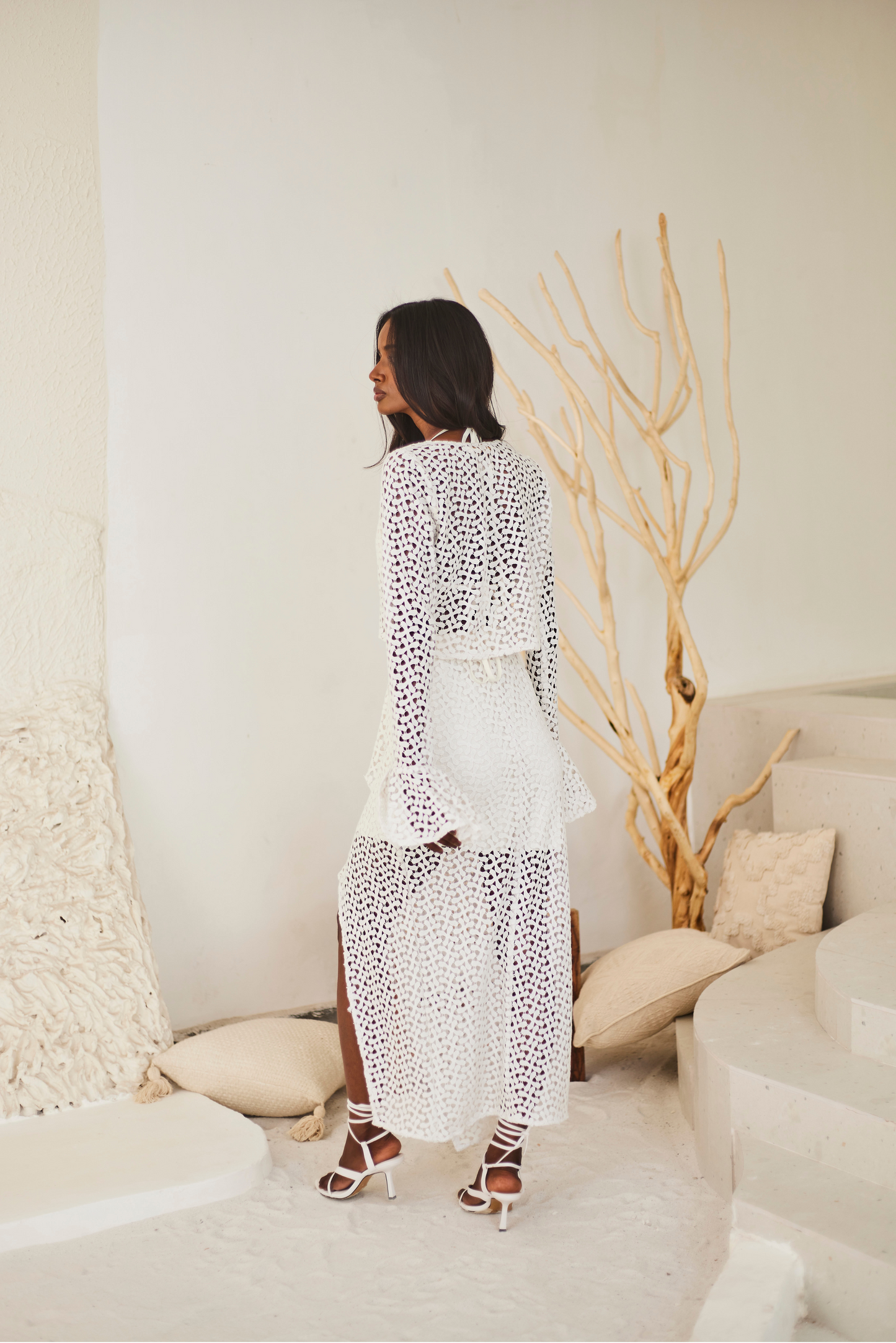 White Lace Skirt Set
