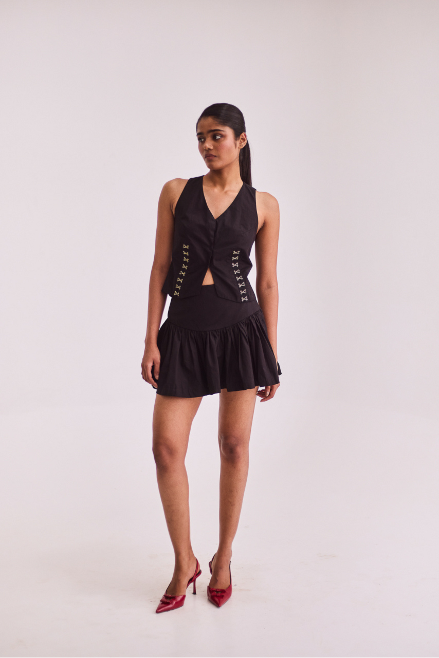 Black Vest and Skort Set