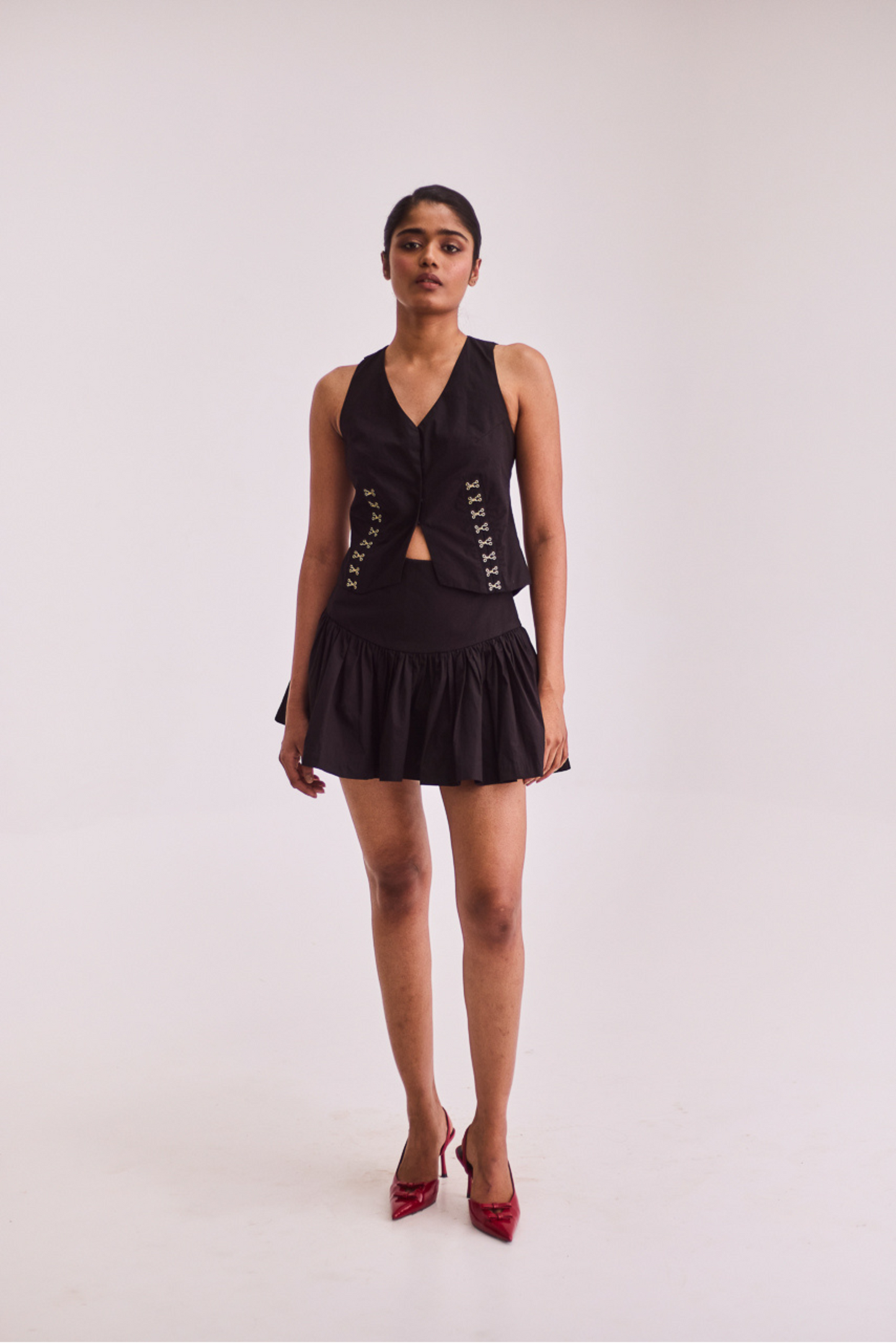 Black Vest and Skort Set
