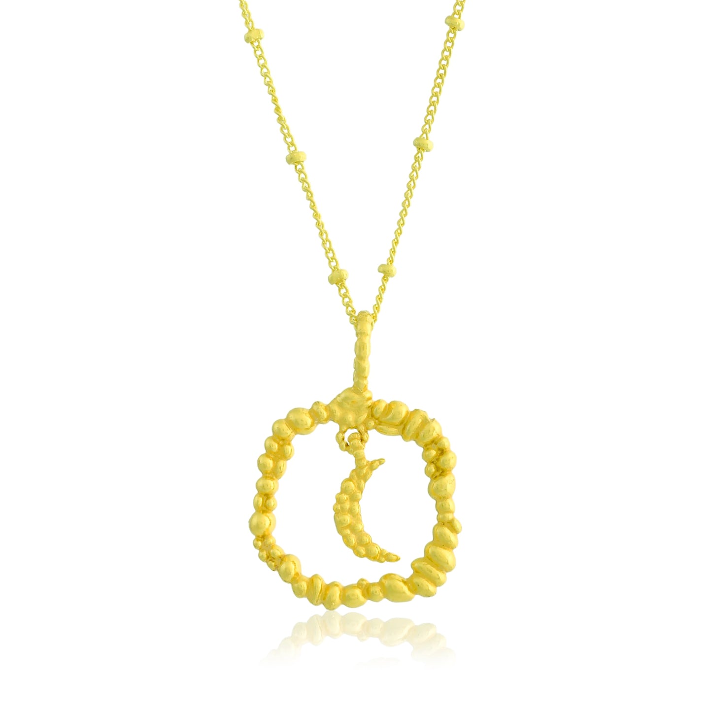 Granulated Moon Charm Necklace