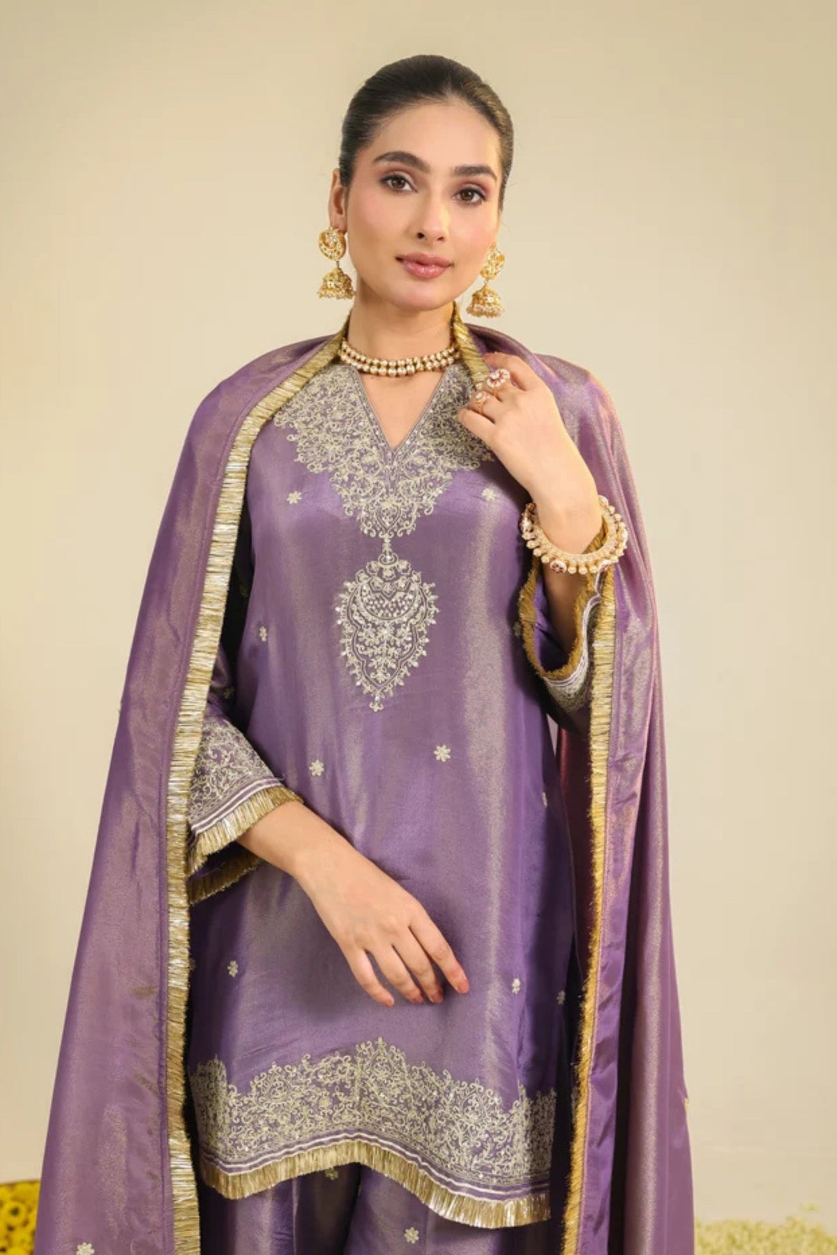 Purple Shimmer Begum Kurta Set