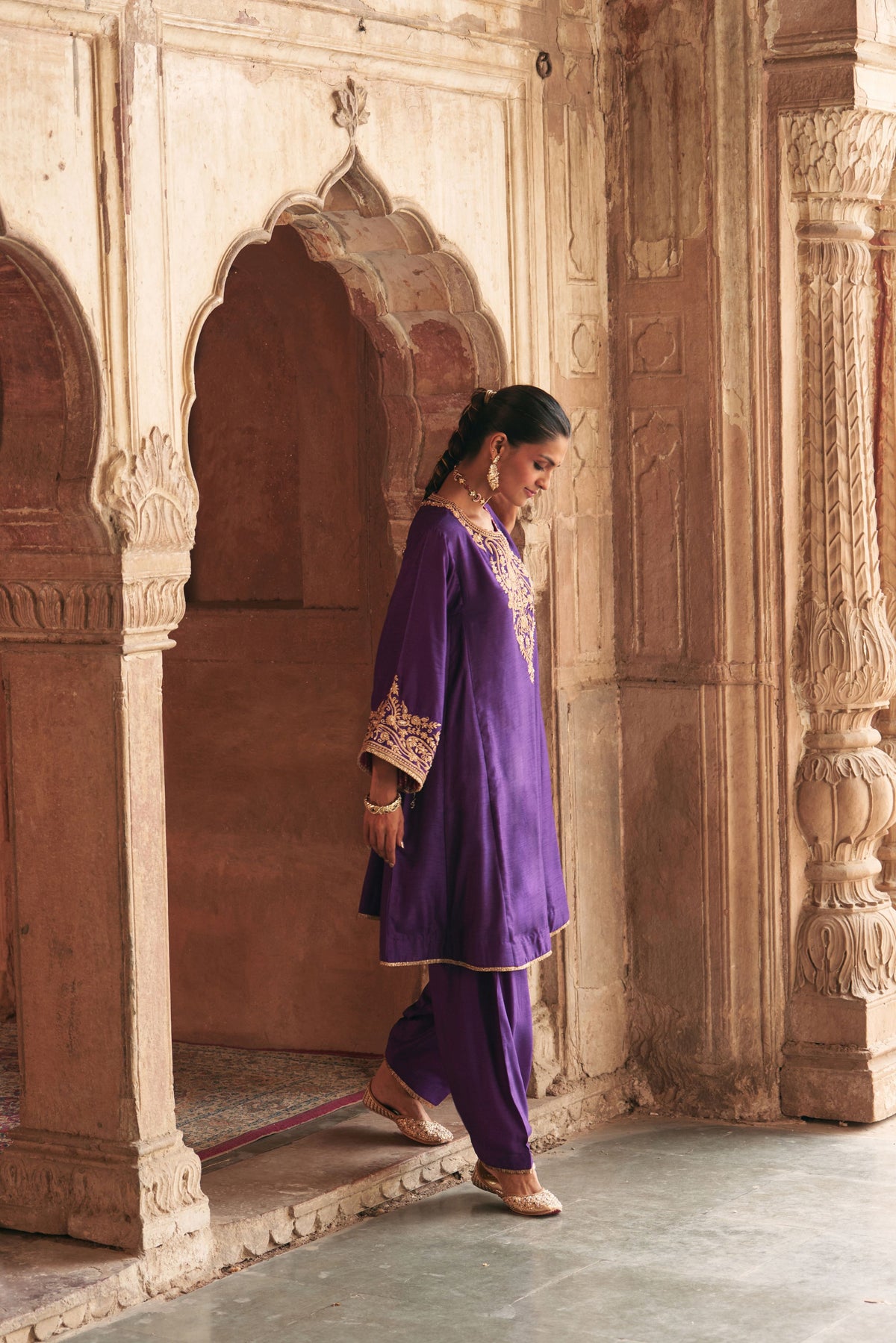 Marwa - Deep Purple Short Chauga With Salwar