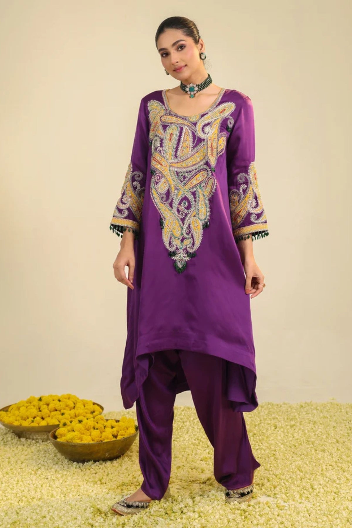 Purple Paisley Asar Kurta Set