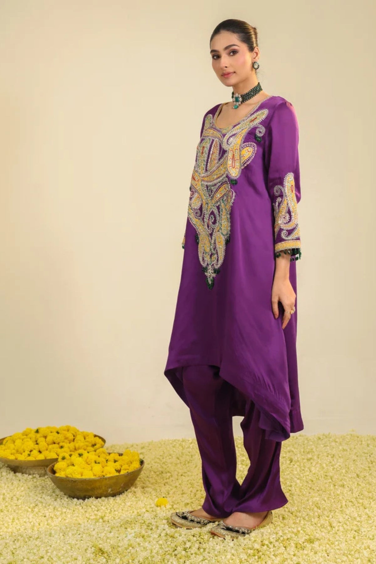 Purple Paisley Asar Kurta Set