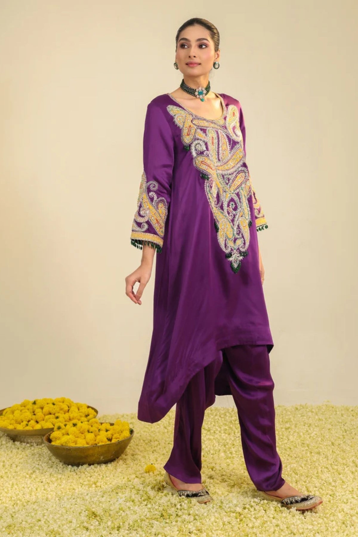 Purple Paisley Asar Kurta Set