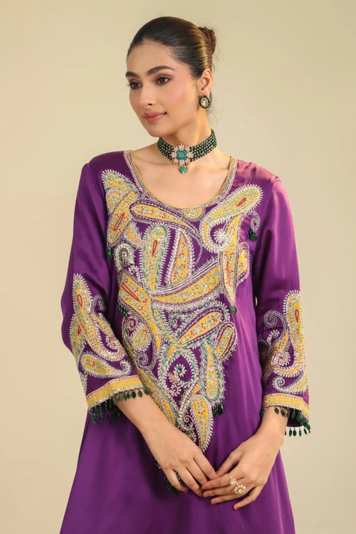 Purple Paisley Asar Kurta Set