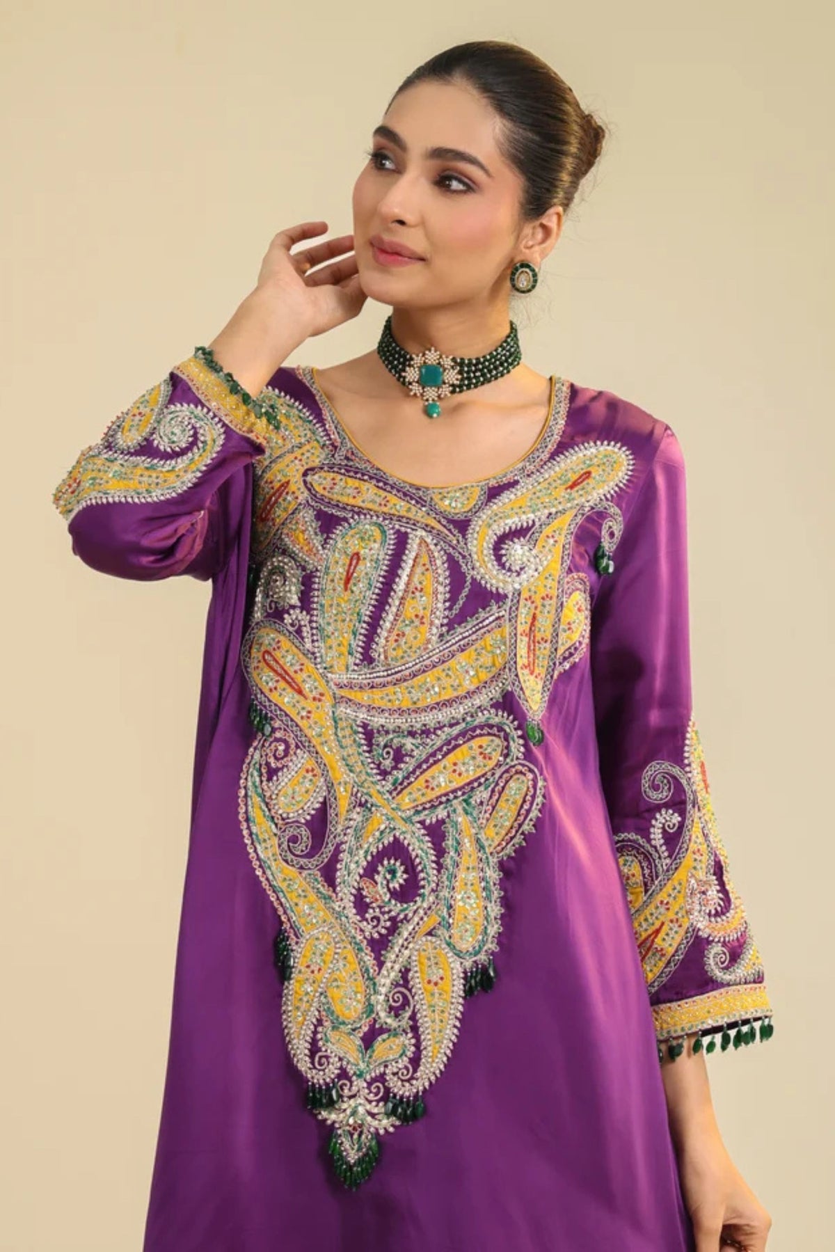 Purple Paisley Asar Kurta Set