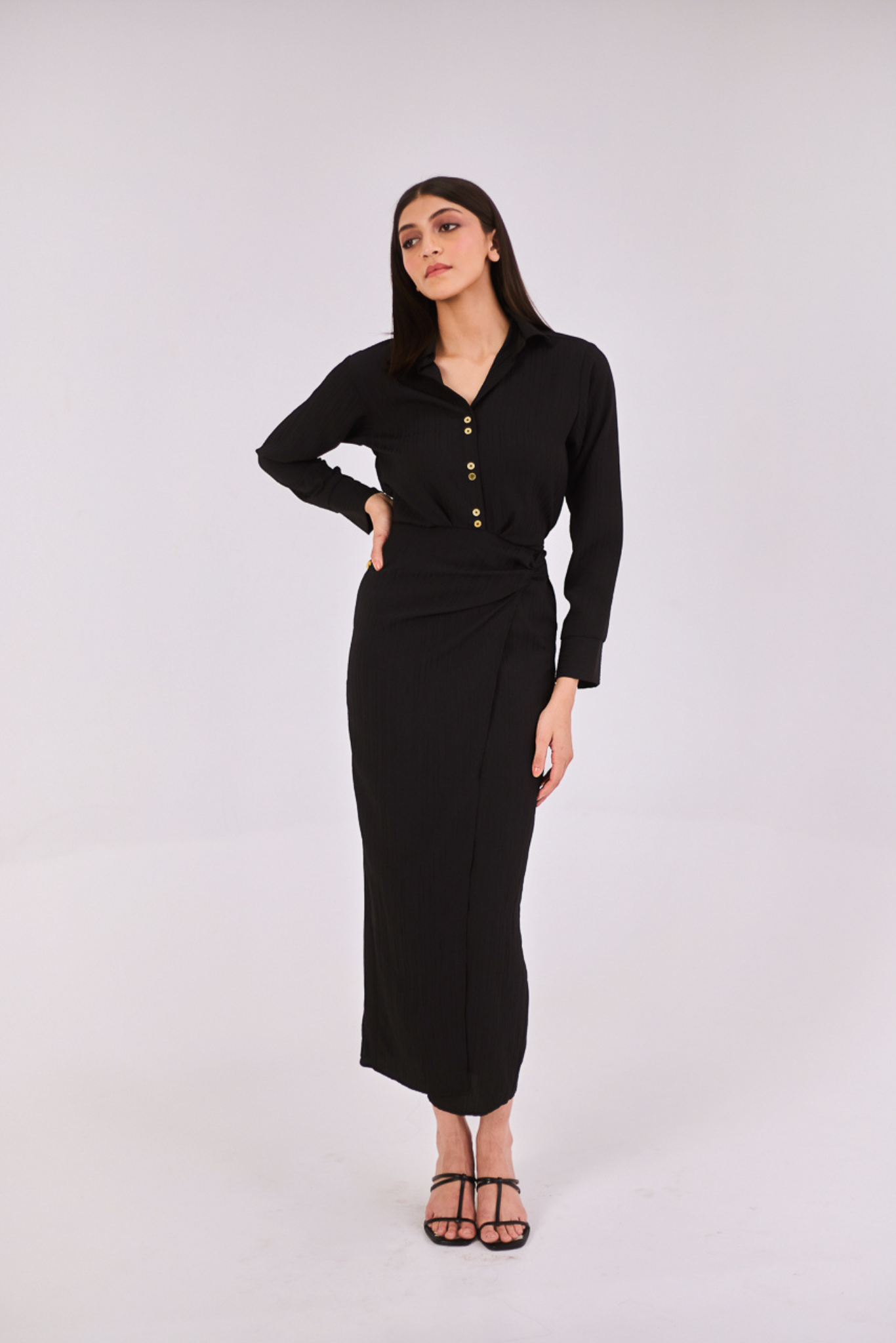Black Midi Shirt Dress
