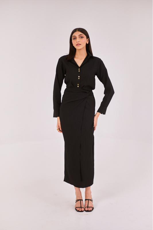 Black Midi Shirt Dress