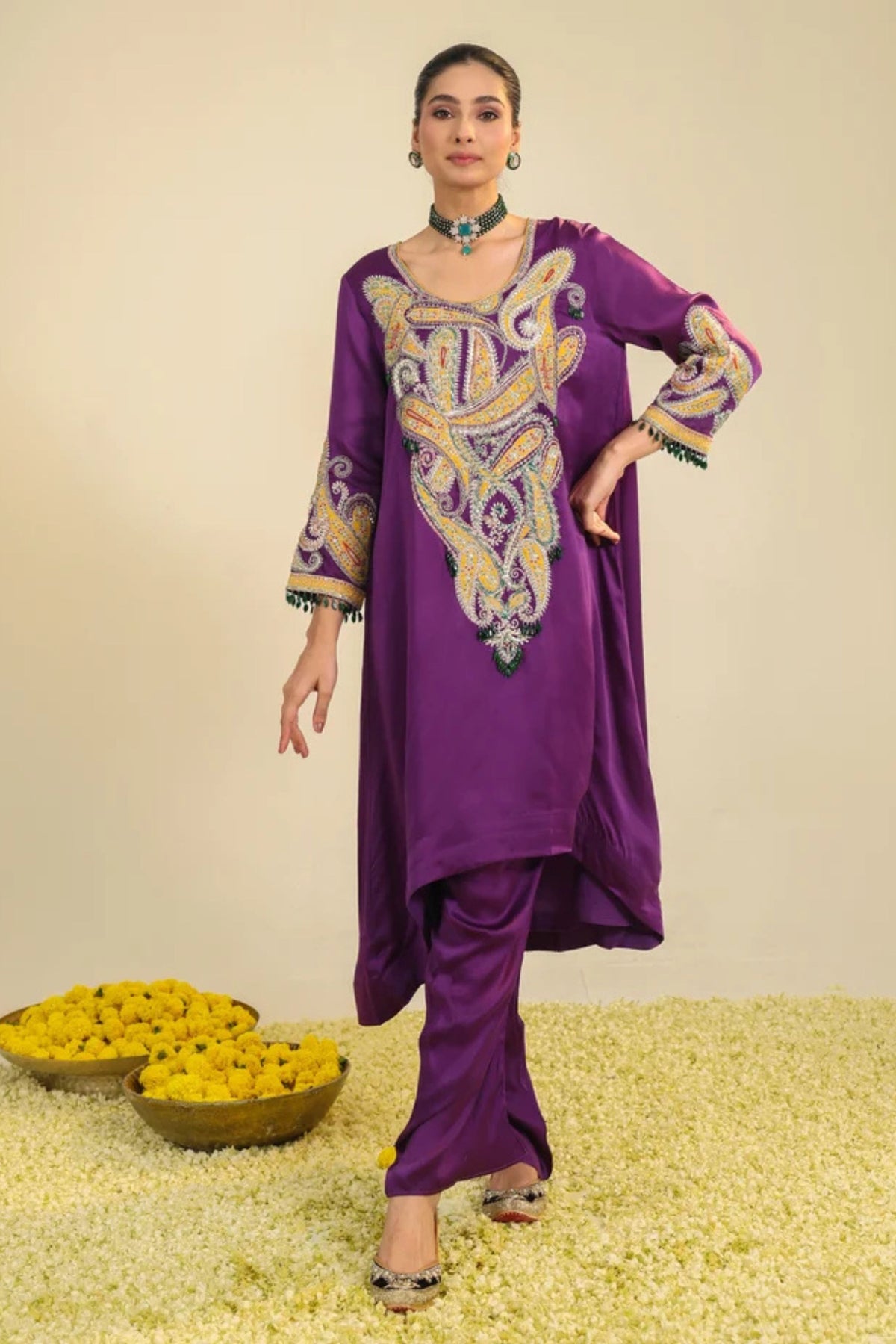 Purple Paisley Asar Kurta Set