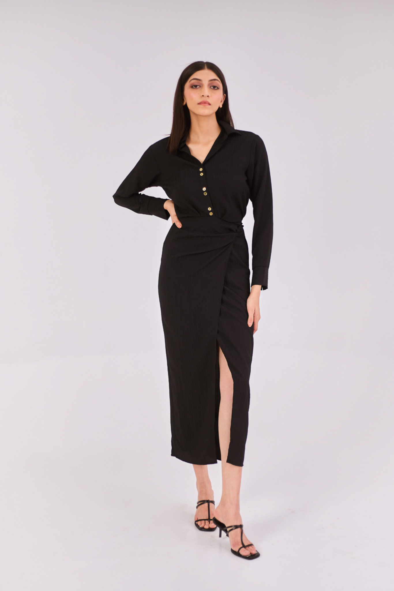 Black Midi Shirt Dress