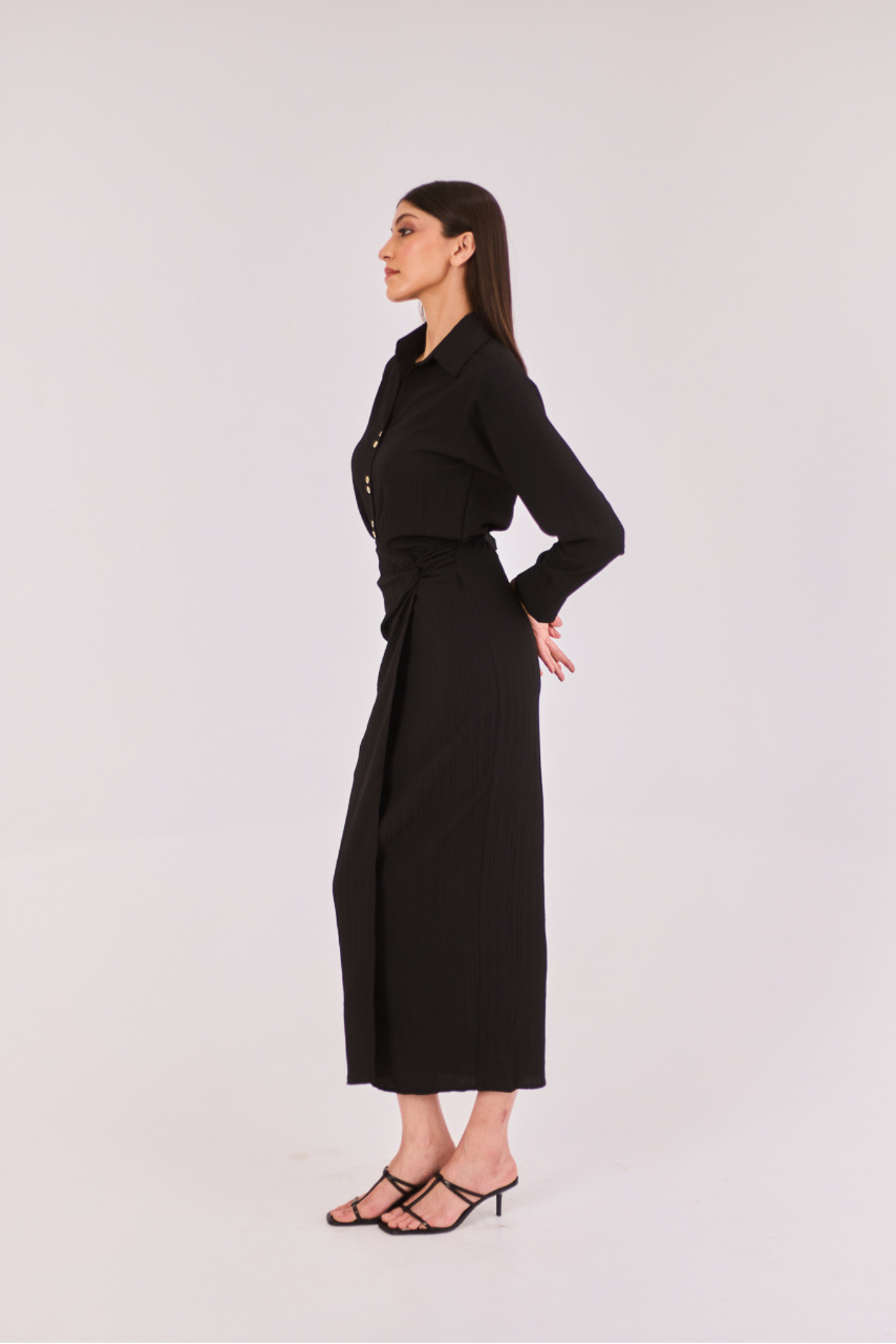 Black Midi Shirt Dress